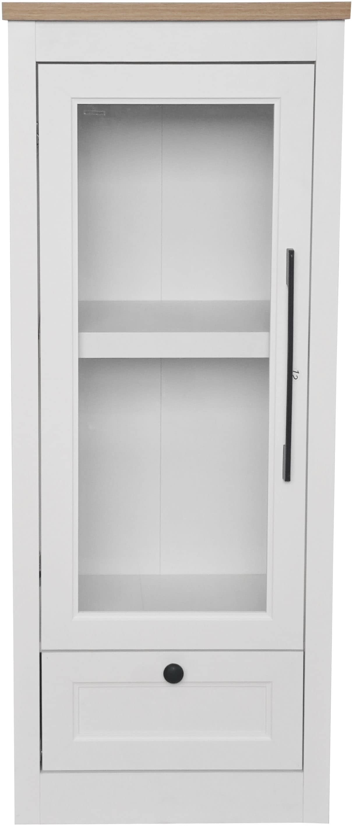 GOODproduct Vitrine »Ismund« aus MDF, mit Holz-Zierleiste, schwarzem Metallgriff, Höhe 121 cm