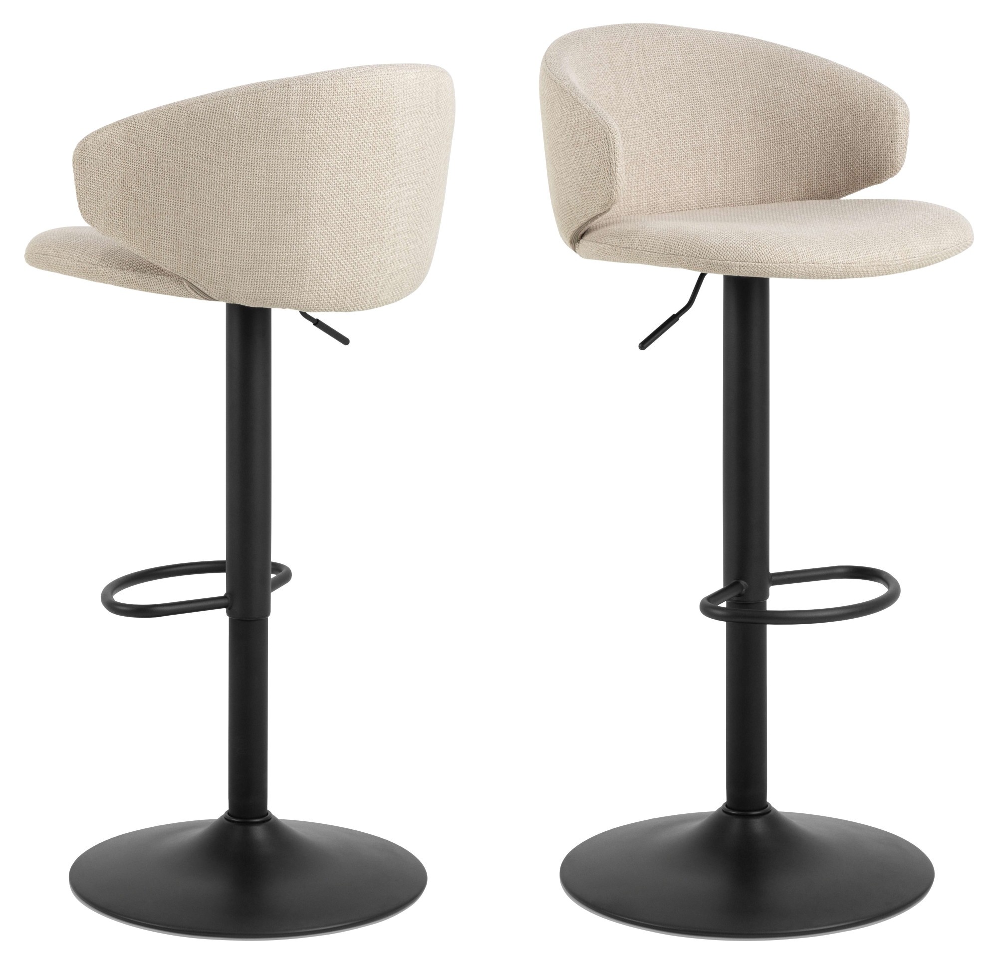 ACTONA GROUP Tabouret de bar »Ella« Ensemble, 2 pièces, 2 cuis tlg. tabouret de bar, Bâle beige, piètement trompette noir mat rugueux, 2 pièces
