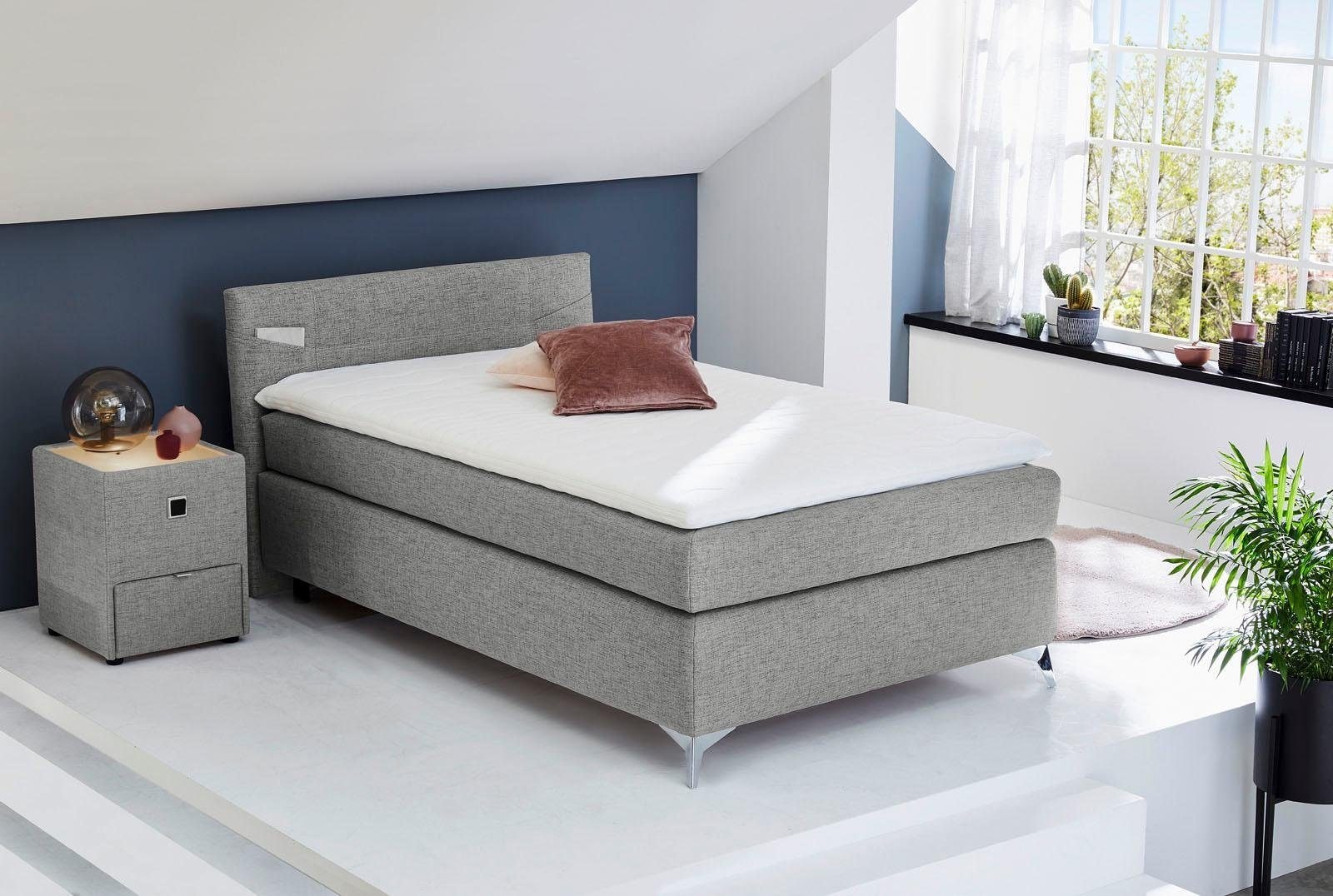 Jockenhöfer Gruppe Boxspringbett »Nora erhältlich in den Grössen 100,120 & 140cm« mit Topper und höhenvariablem Kopfteil