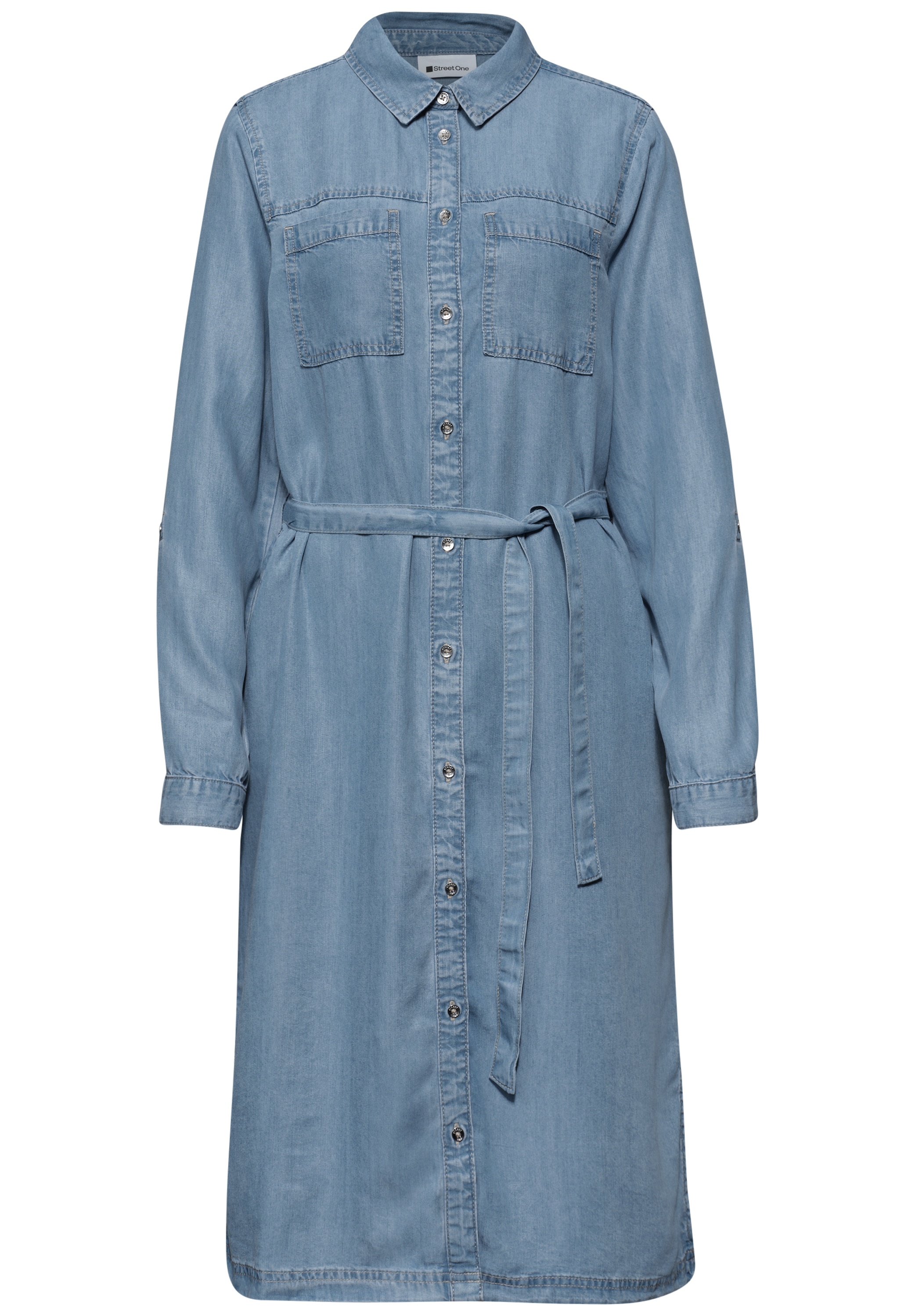 STREET ONE Robe en jean Poches poitrine | Poches pour les mains fentes latérales, aspect délavé