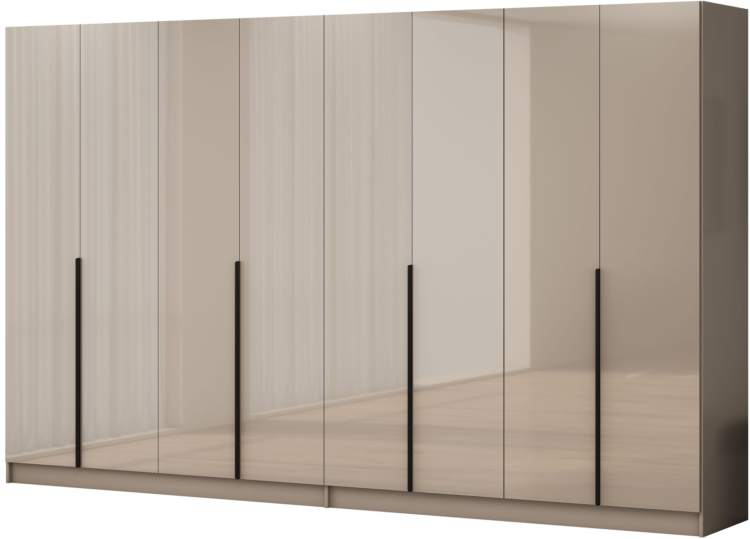 GOODproduct Kleiderschrank »Annor Schlafzimmerschrank Breite 323 cm hochglanz Schrank Garderobe« Drehtürenschrank mit perfekter Innenausstattung - elegante Türgriffe