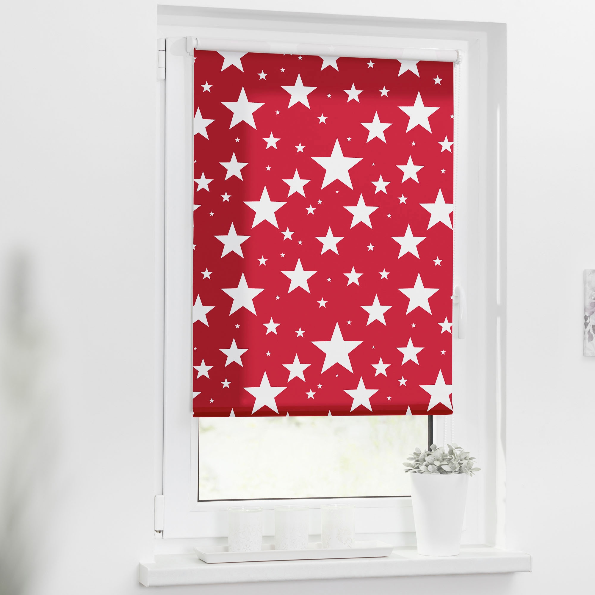 LICHTBLICK ORIGINAL Seitenzugrollo »Rollo Klemmfix, ohne Bohren, Verdunkelung, Sterne« verdunkelnd Verdunkelung | energiesparend freihängend
