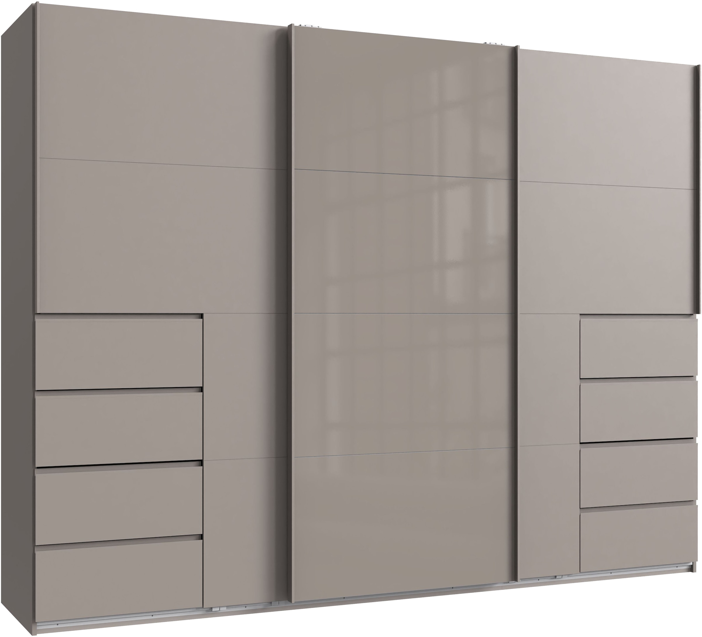 Wimex Armoire à portes coulissantes »Bali in den Breiten 225cm & 270cm, Kleiderschrank mit Glaselement« Schrank mit 3 Türen, in den Farben: grafit oder saharagrau erhältlich