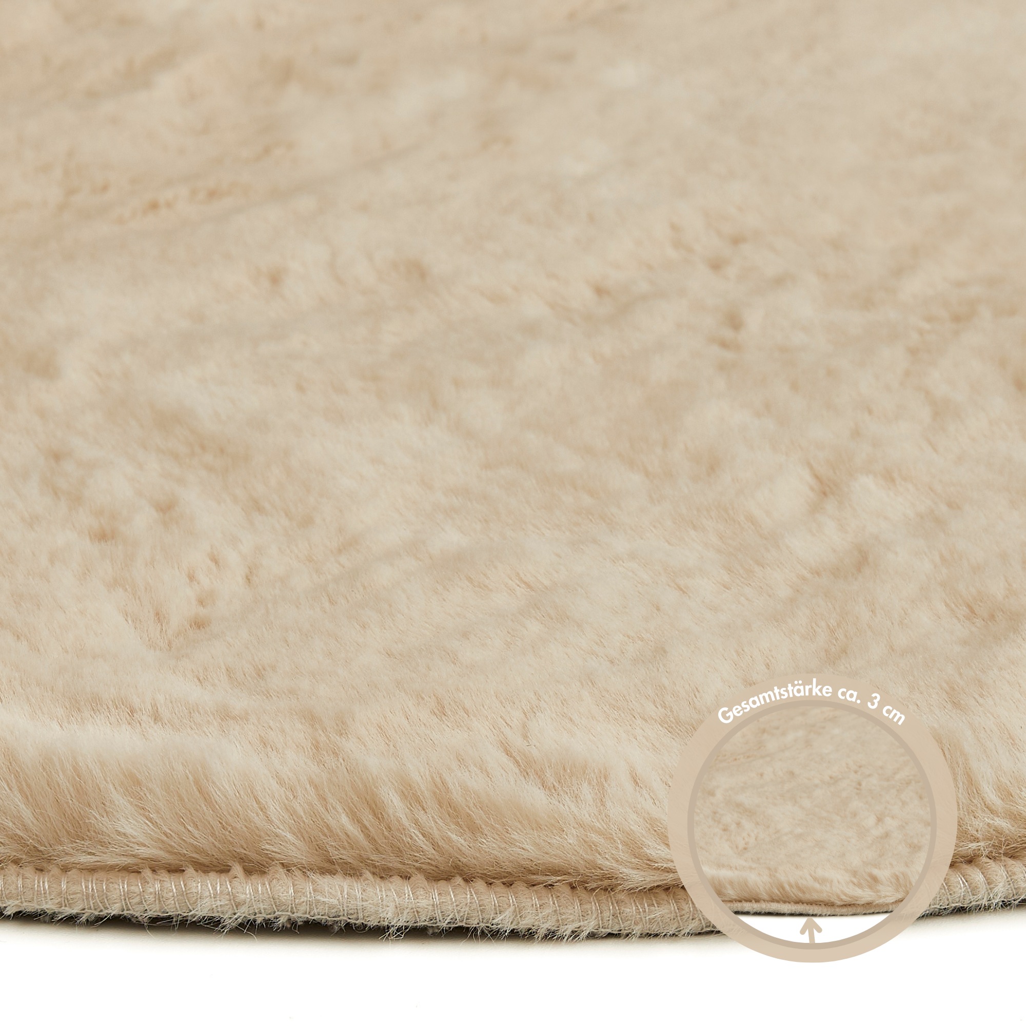 GOODproduct Tapis à poils longs »Lugano« Rond 30 mm Höhe Kunstfell, Uni Farben, sehr weich & kuschelig