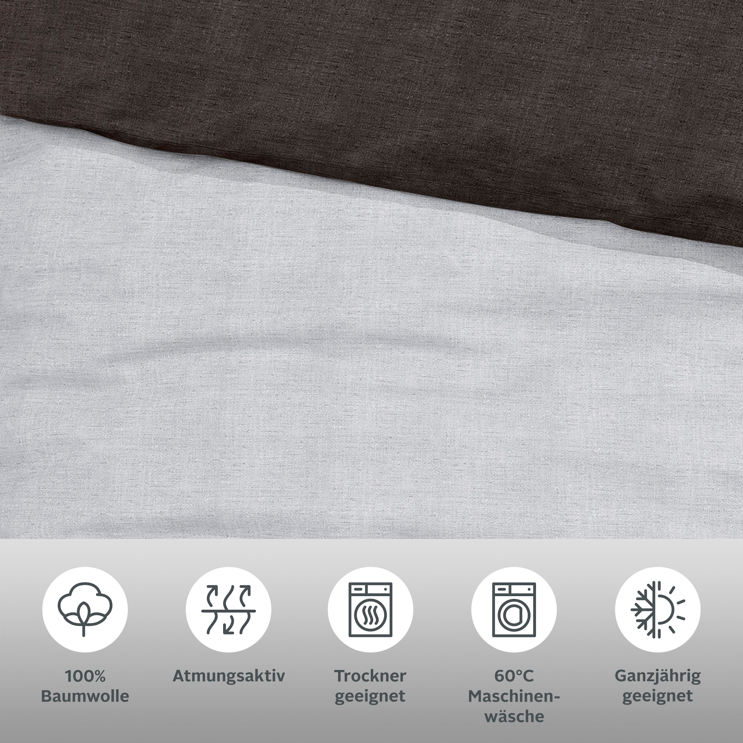 Bruno Banani Linge de lit réversible »Merlin in Gr. 135x200 oder 155x220 cm« 2 cuis Baumwollbettwäsche, Leinen-Look in Melange-Optik