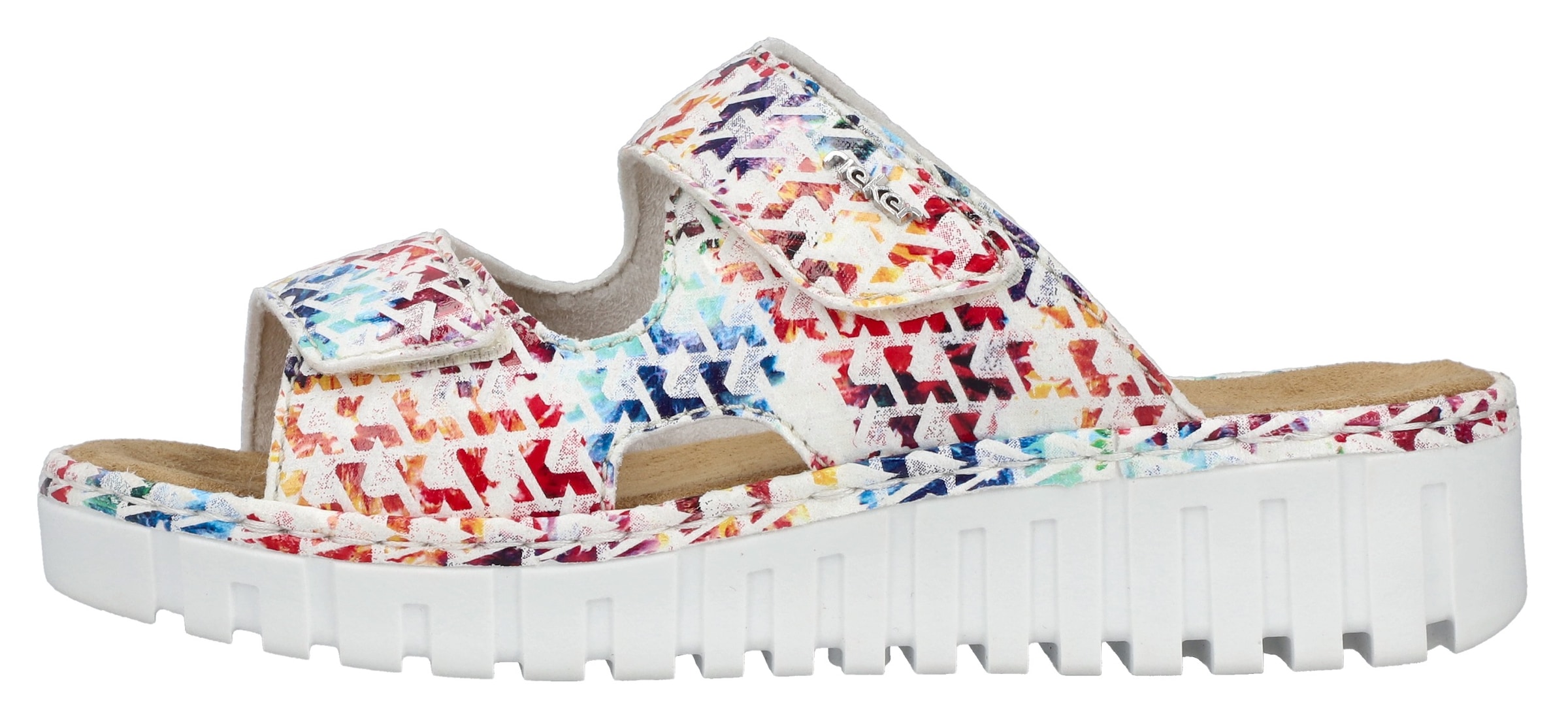 Rieker Pantolette  Sommerschuh, Schlappen, Hausschuh mit modischer Plateausohle