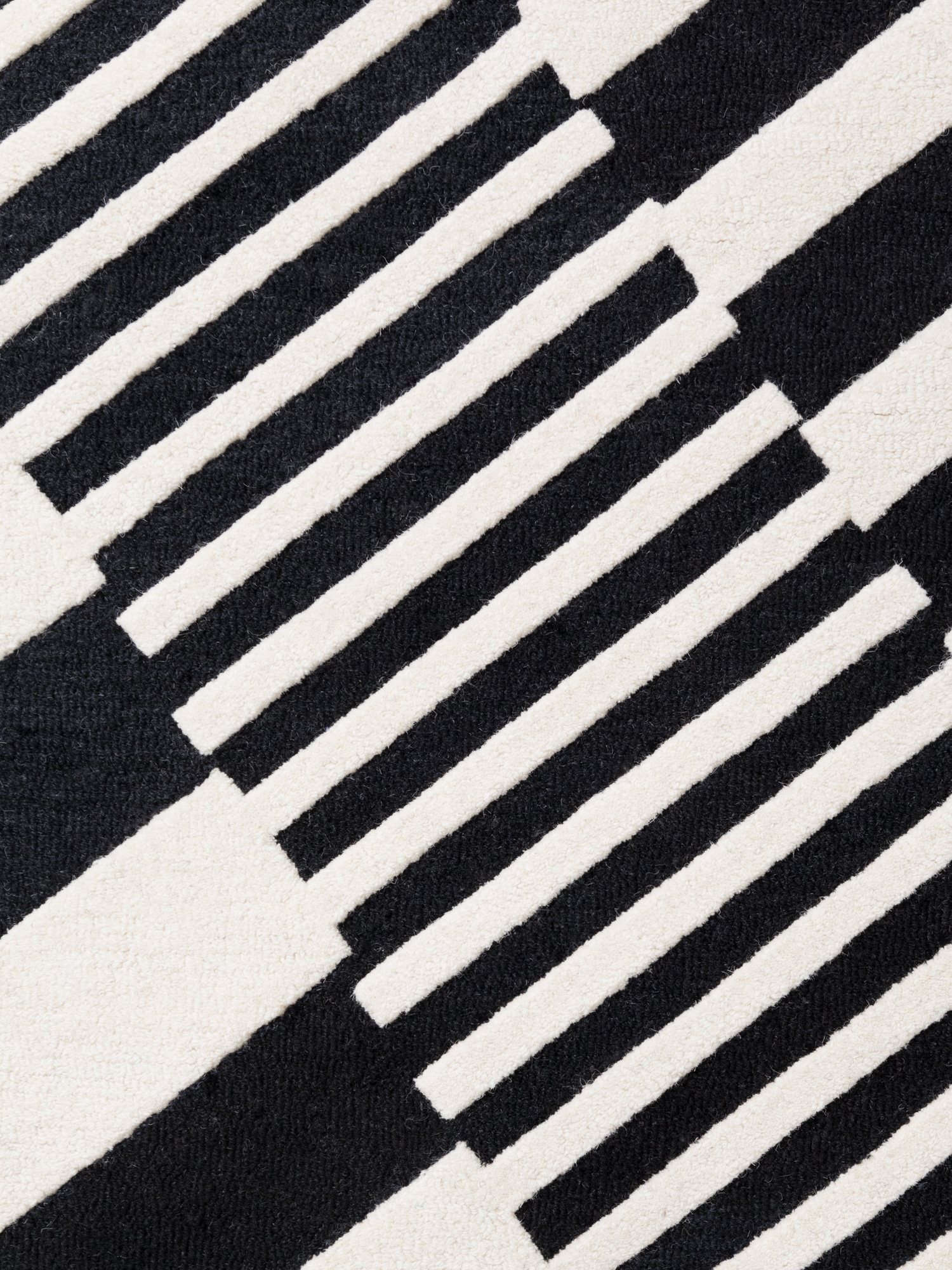 ELLE DECORATION Tapis en laine »Flux« Rectangulaire 12 mm Höhe Wolle, Natur, Wohnzimmer, schwarz weiss, Geometrisch, Streifen