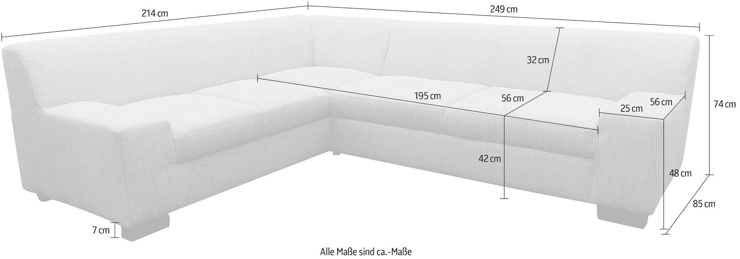 GOODproduct Ecksofa »Faxe 249 x 214 cm, auch mit Schlaffunktion« L-Form, aus pflegeleichtem, weichem Luxus-Microfaser Bezug