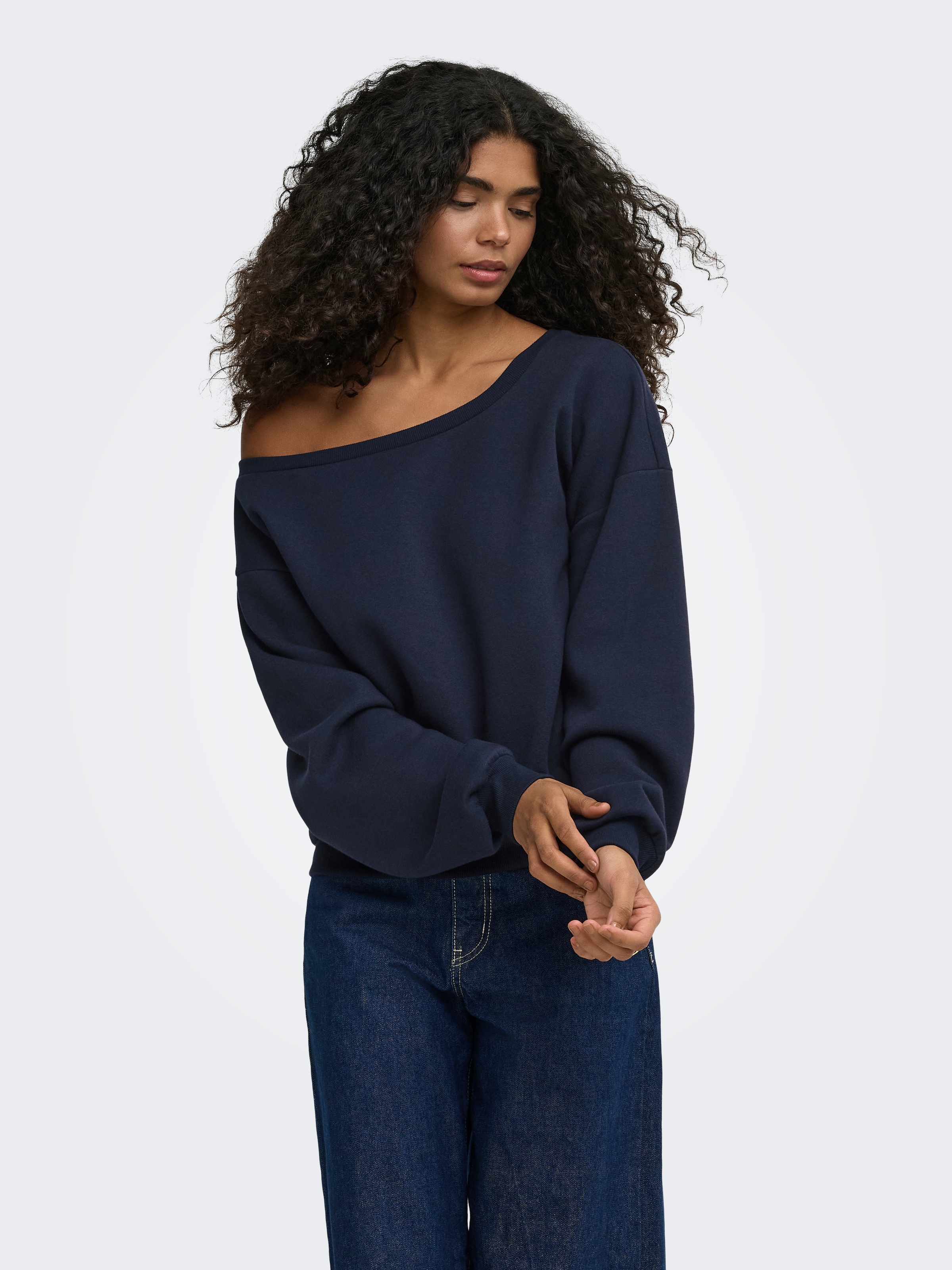 ONLY Sweat-shirt »ONLRHINA L/S ONE SHOULDER NOOS SWT«, mélange de coton, oversize
