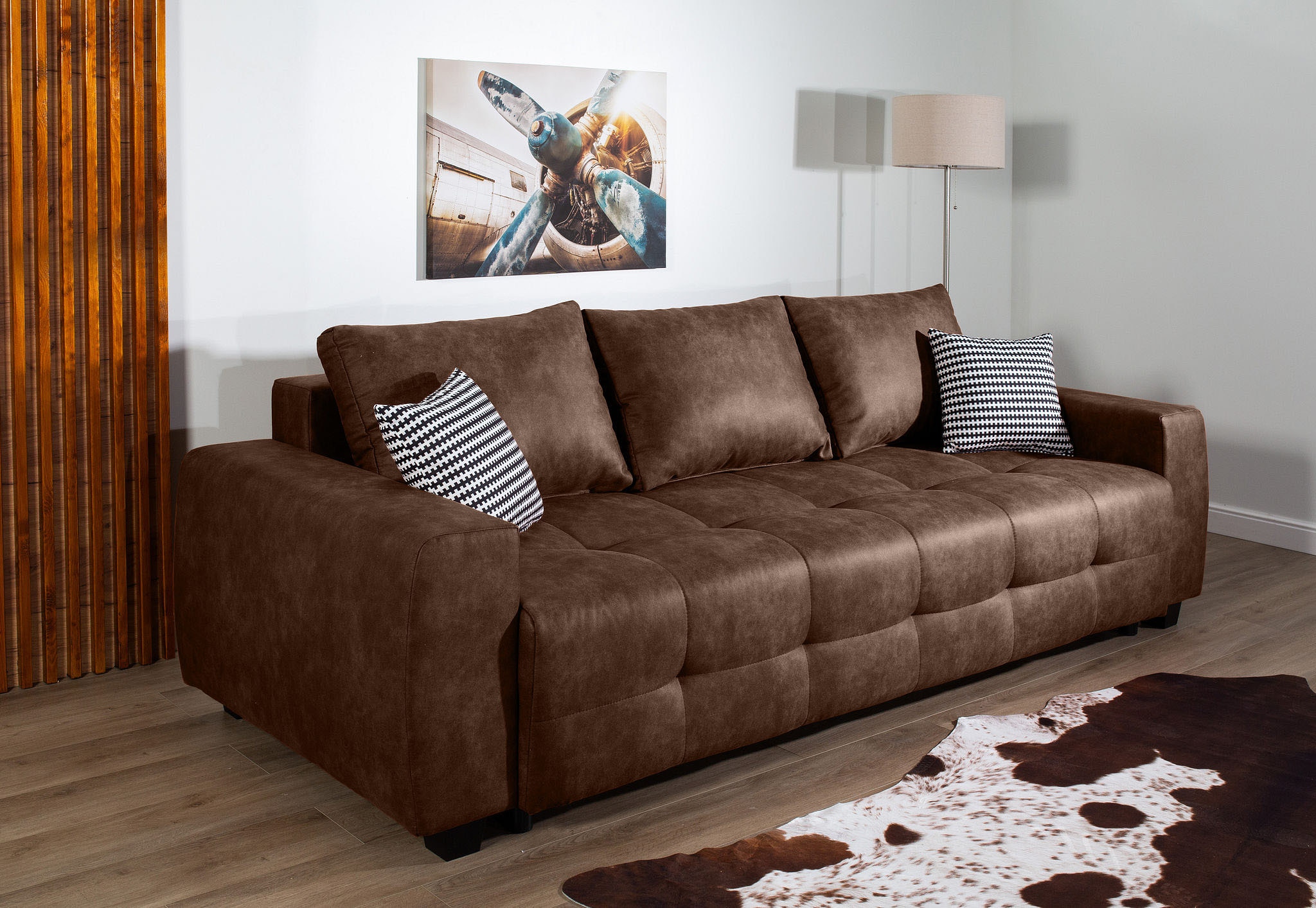 COLLECTION AB Canapé-lit »Bella, B: 241 cm, Liegefl. 142x194 cm« Bettfunktion, Bettkasten & 2 Zierkissen, Federkern