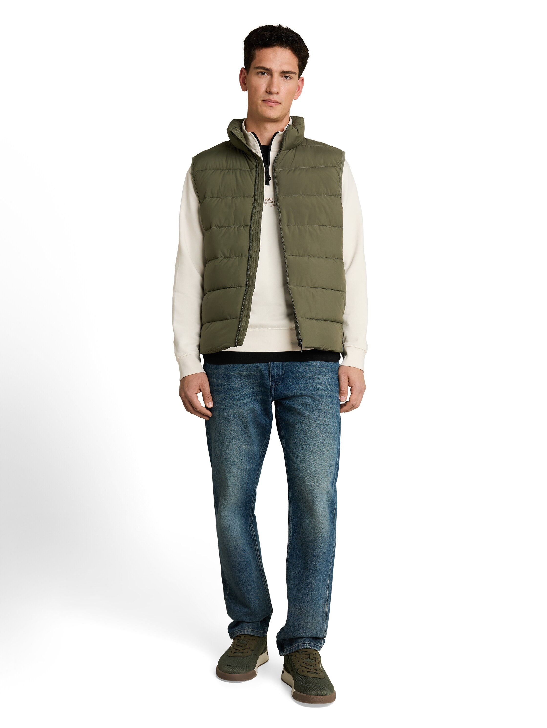 TOM TAILOR Denim Gilet matelassé avec col montant et fermeture éclair