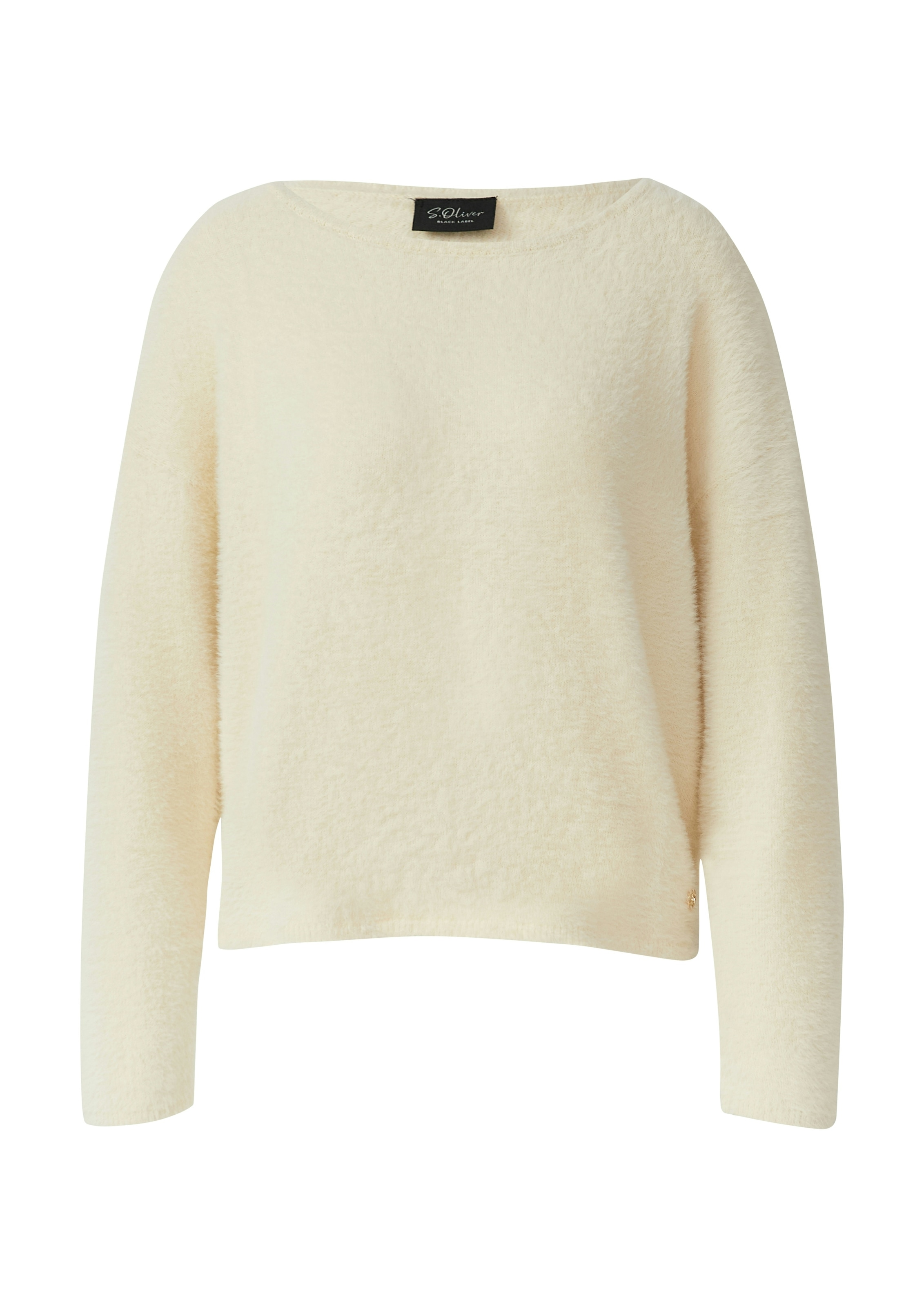 s.Oliver BLACK LABEL Strickpullover flauschig, mit U-Boot-Ausschnitt