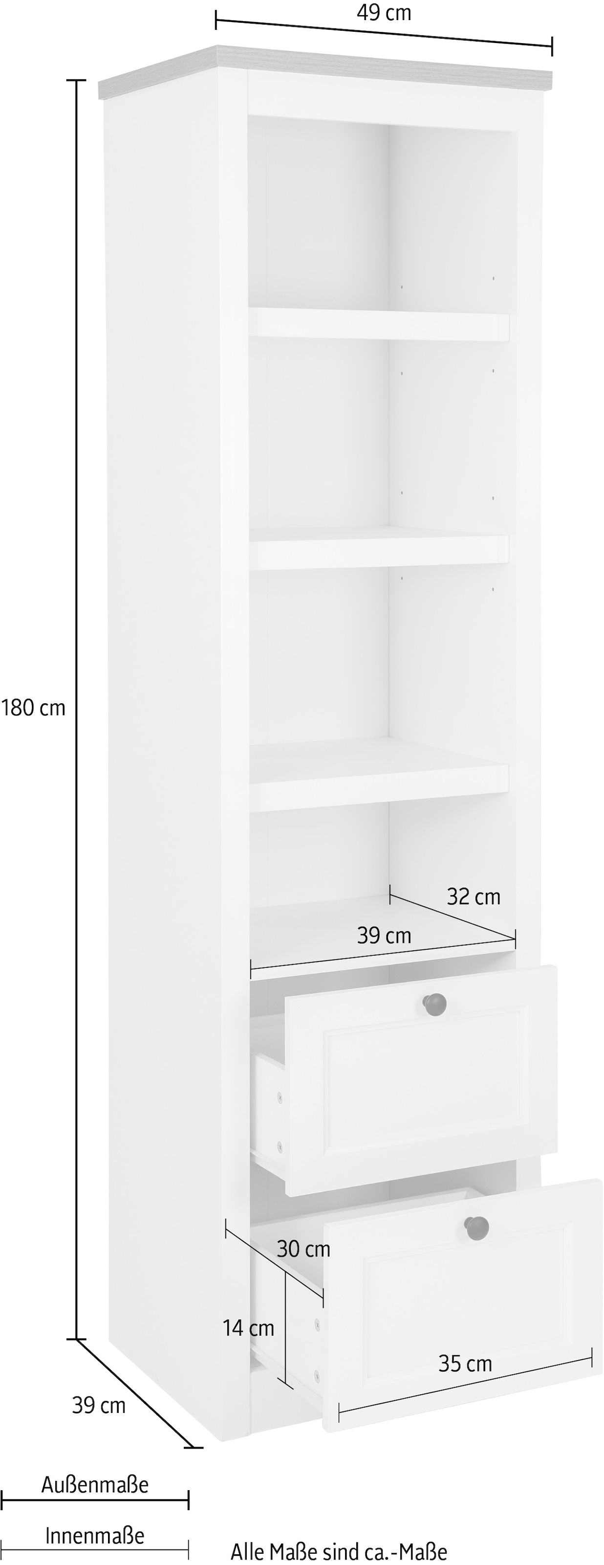 GOODproduct Vitrines »Rigny« aus MDF, mit Holz-Zierleiste, schwarzem Metallgriff