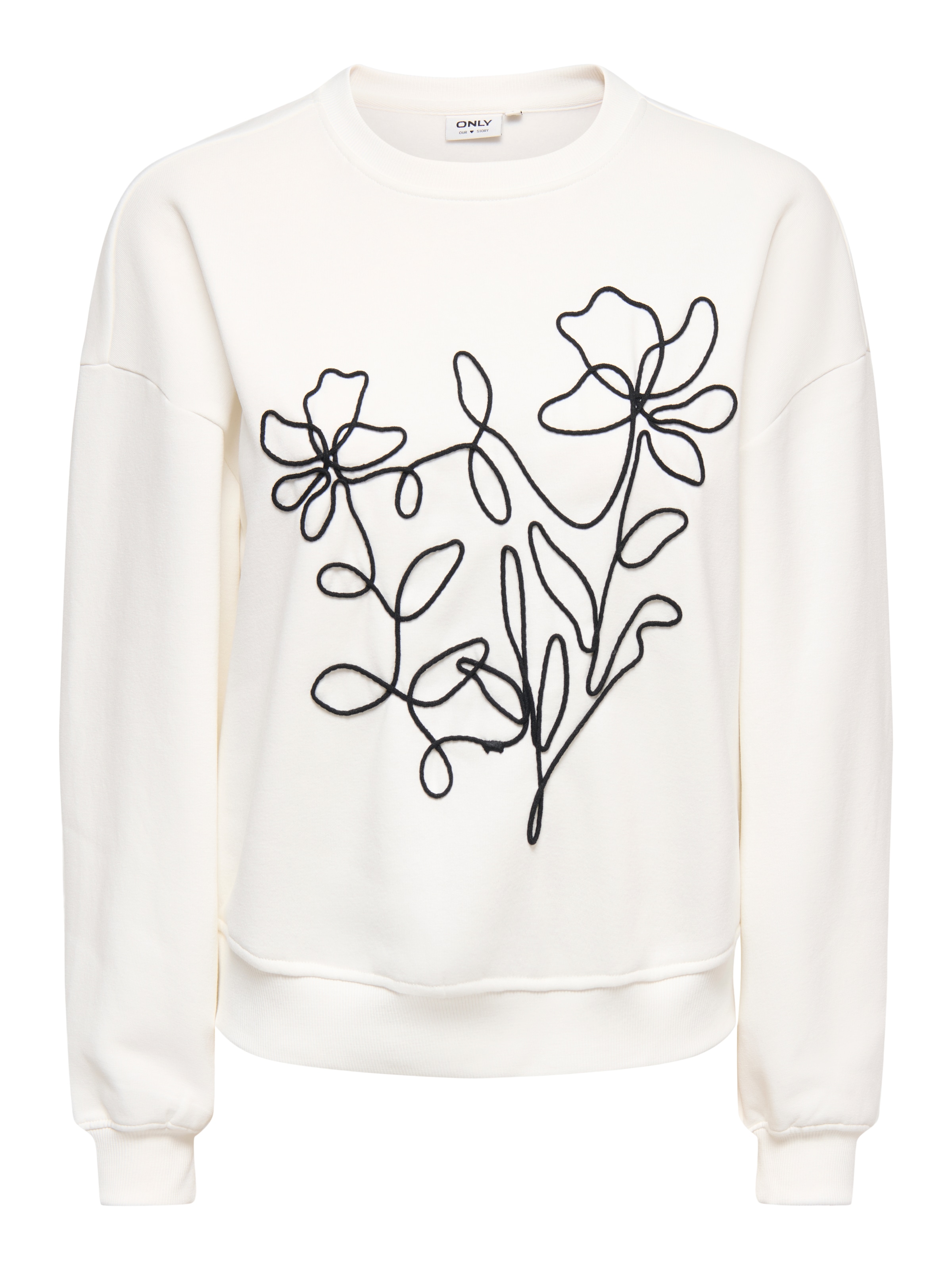 ONLY Sweat-shirt »ONLBROOKLYN L/S EMBROIDERY BOX SWT«, mélange coton, coupe régulière

