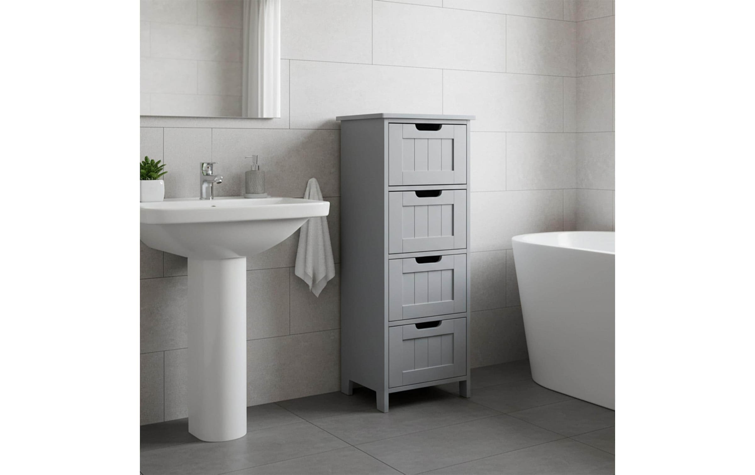 relaxdays Badregal »30 x 82 cm« Kompakte Badkommode im Landhausstil