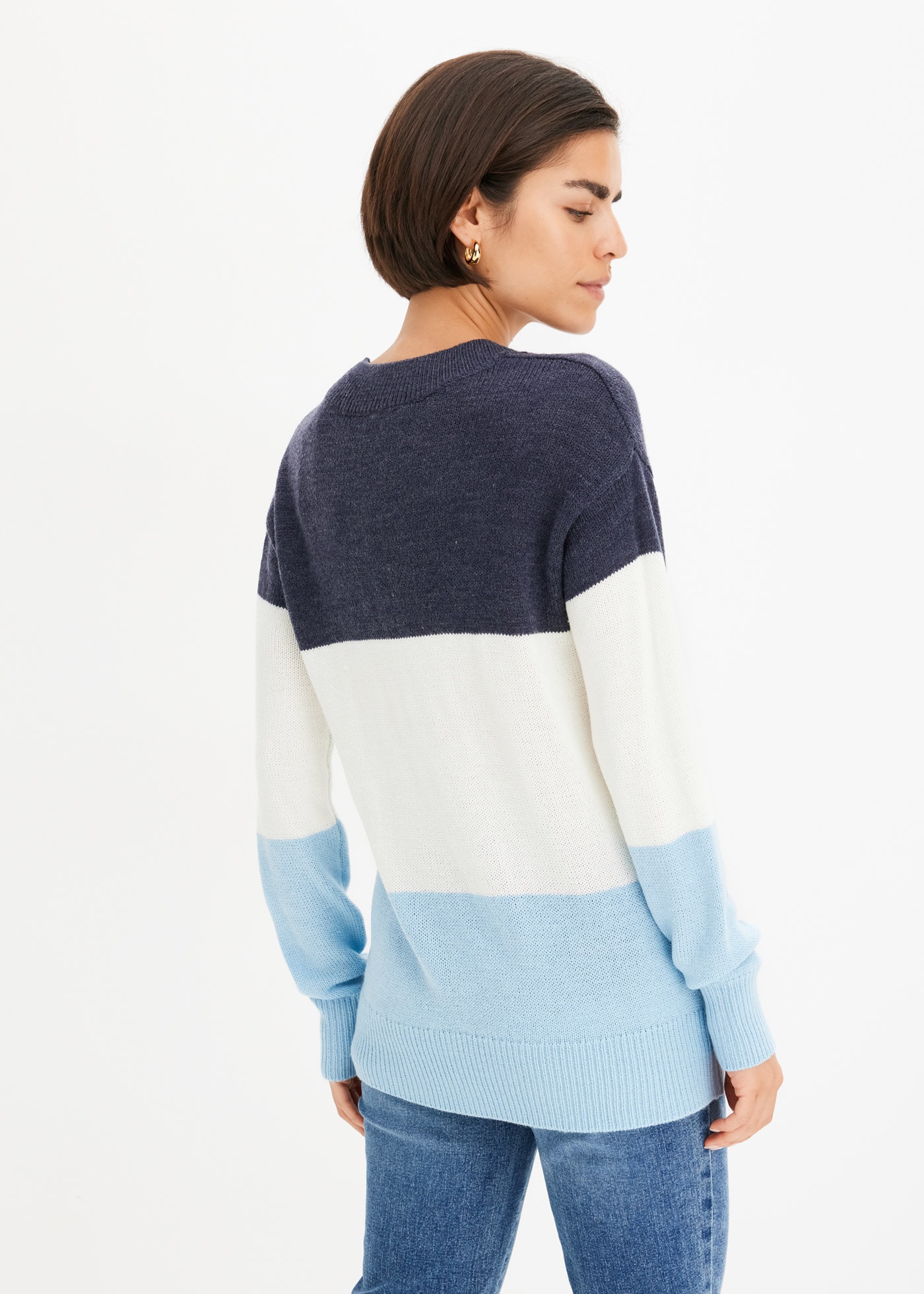 bonprix Pull en tricot »Pullover« aus Polyacryl, mit V-Ausschnitt, bequeme Passform