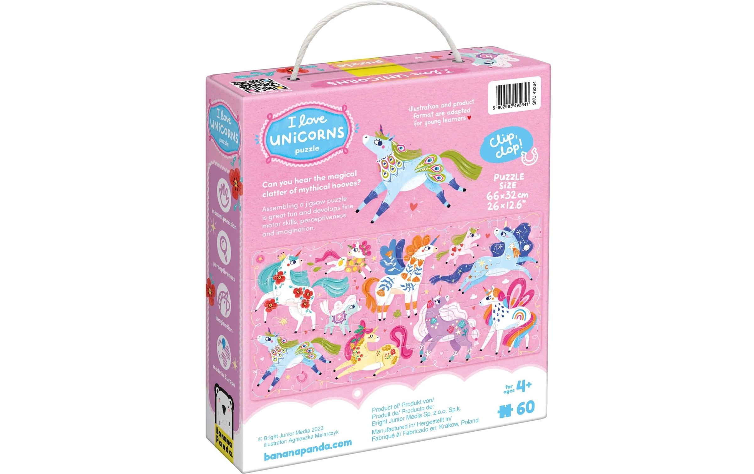   Puzzle »Banana Panda Ich liebe Einhörner Puzzle Pappe 60 Teile« Englisch, Multilingual