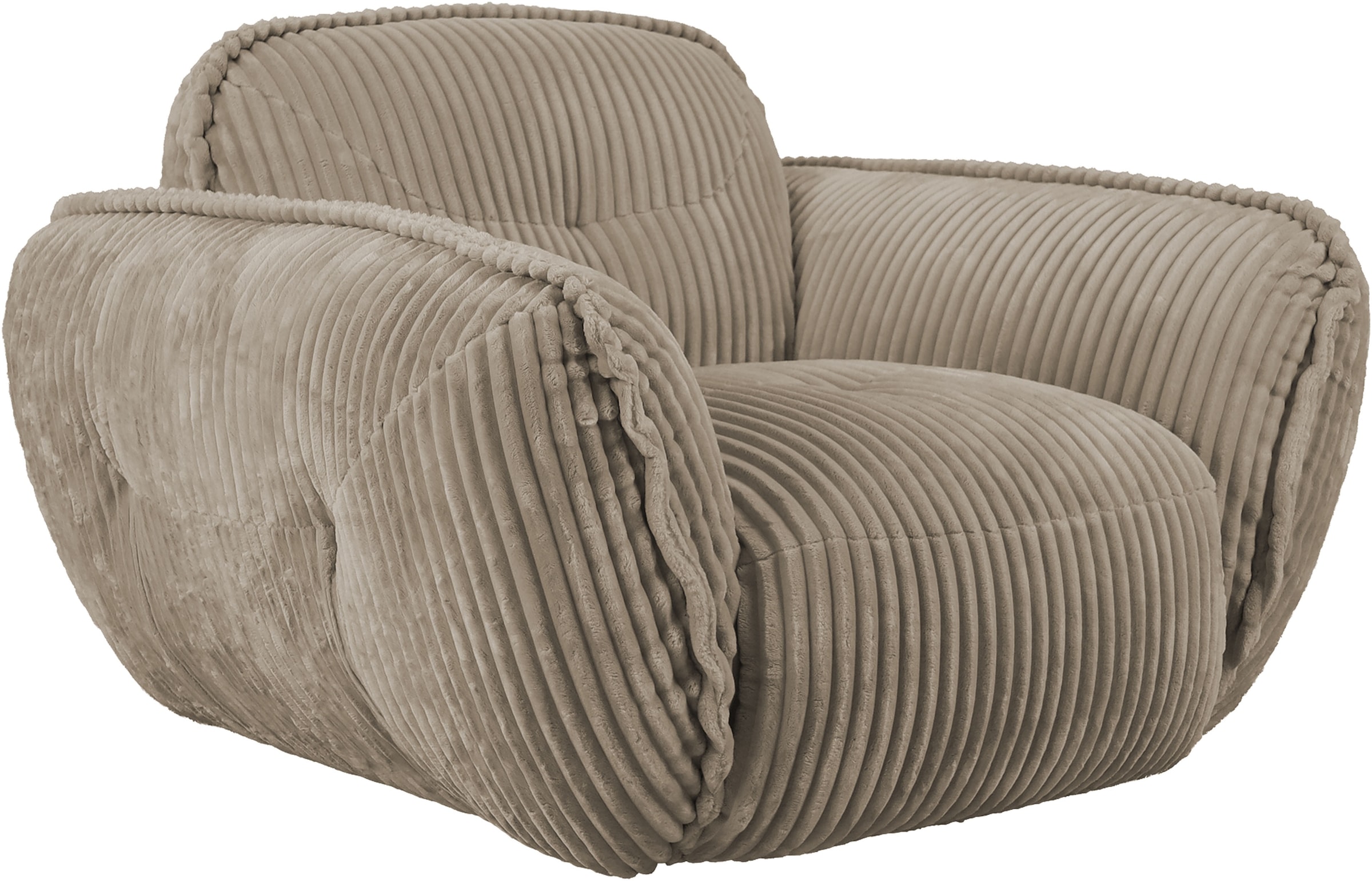 TRENDMANUFAKTUR Fauteuil »Be Fluffy, mit Rundumbezug, moderner breiter Kedernaht« avec confort d'assise doux, en velours côtelé large de haute qualité au toucher doux