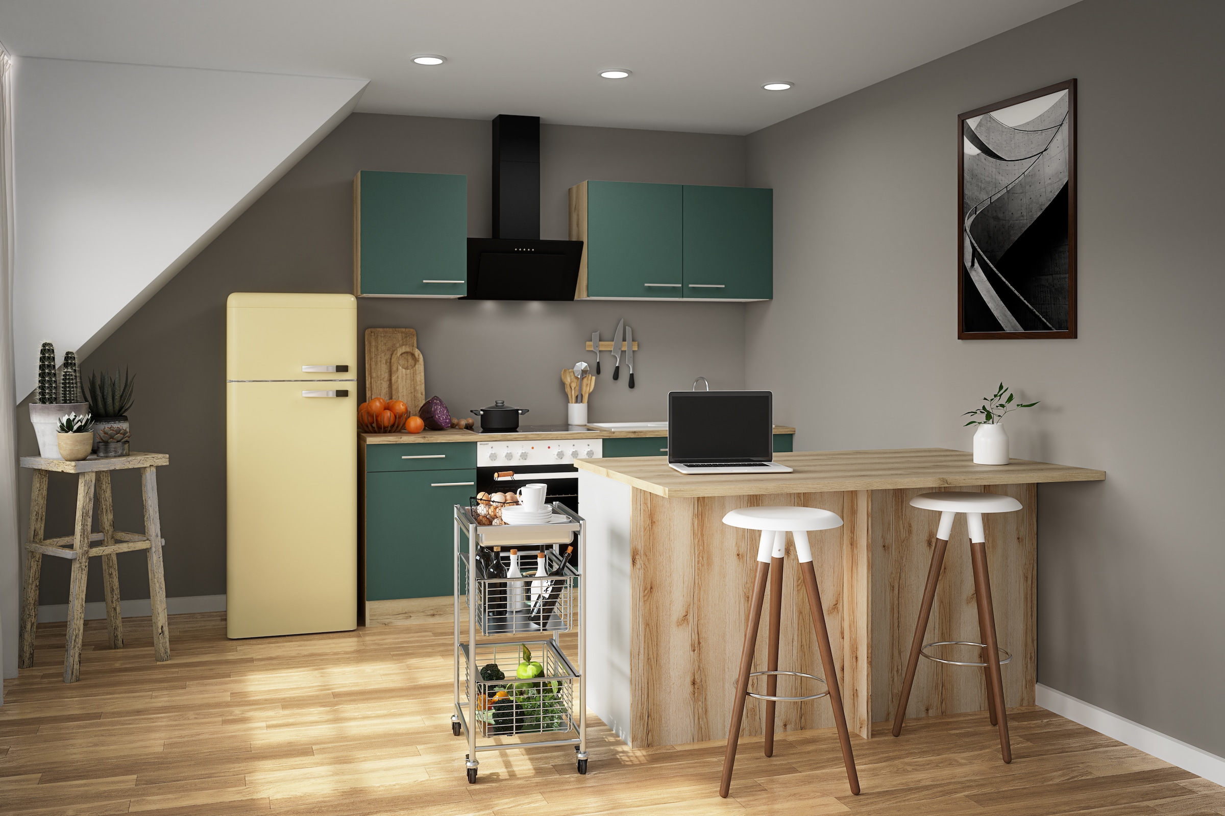 OPTIFIT Ilot de cuisine »Optifit« Breite 150 cm, 2 Türen, 3 Schubkästen, 2 Auszüge