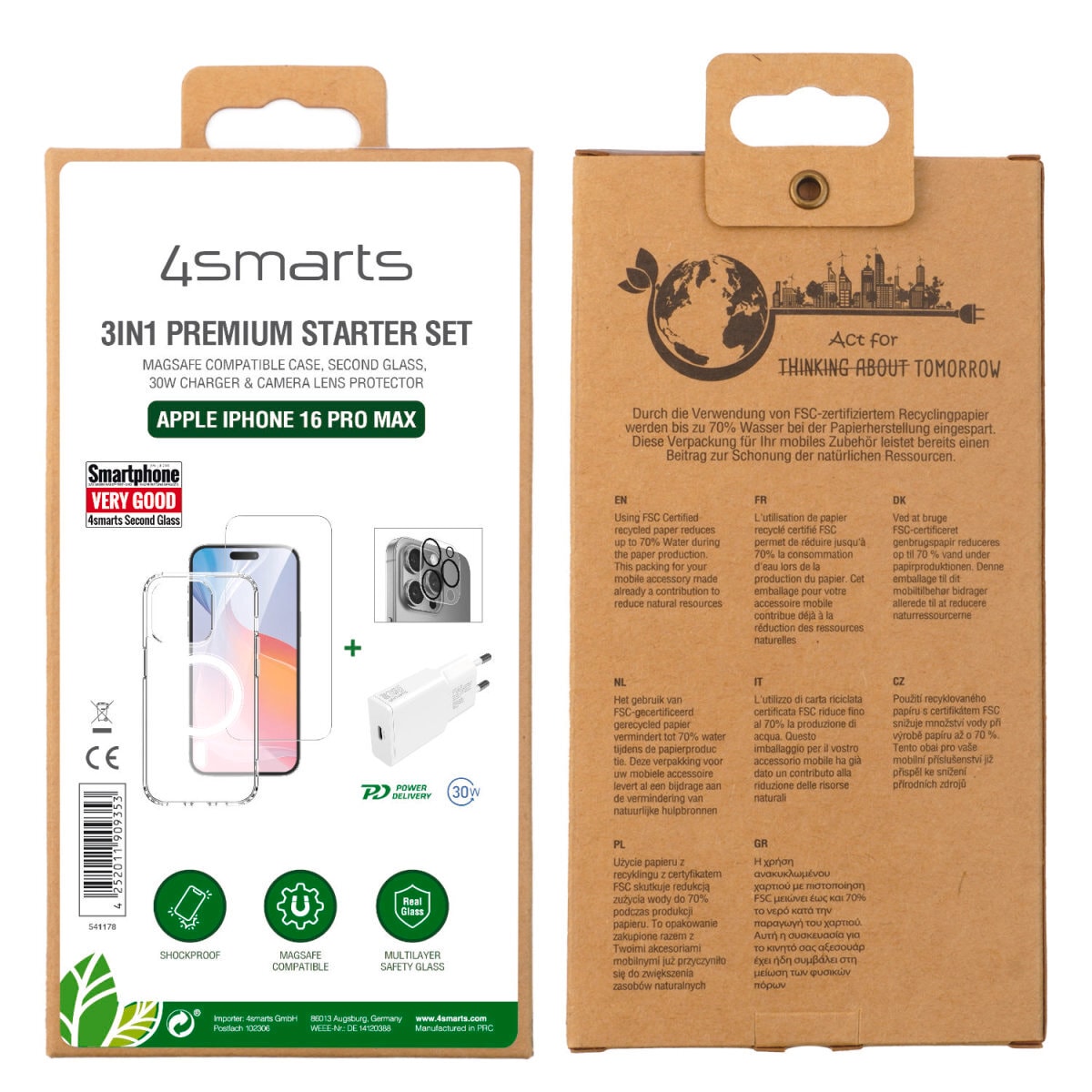 4smarts Handyhülle »3in1 Premium Starter Set für Apple iPhone 16 Pro Max« Backcover, Schutzhülle, Handyschutzhülle, Case, Schutzcase, stossfest