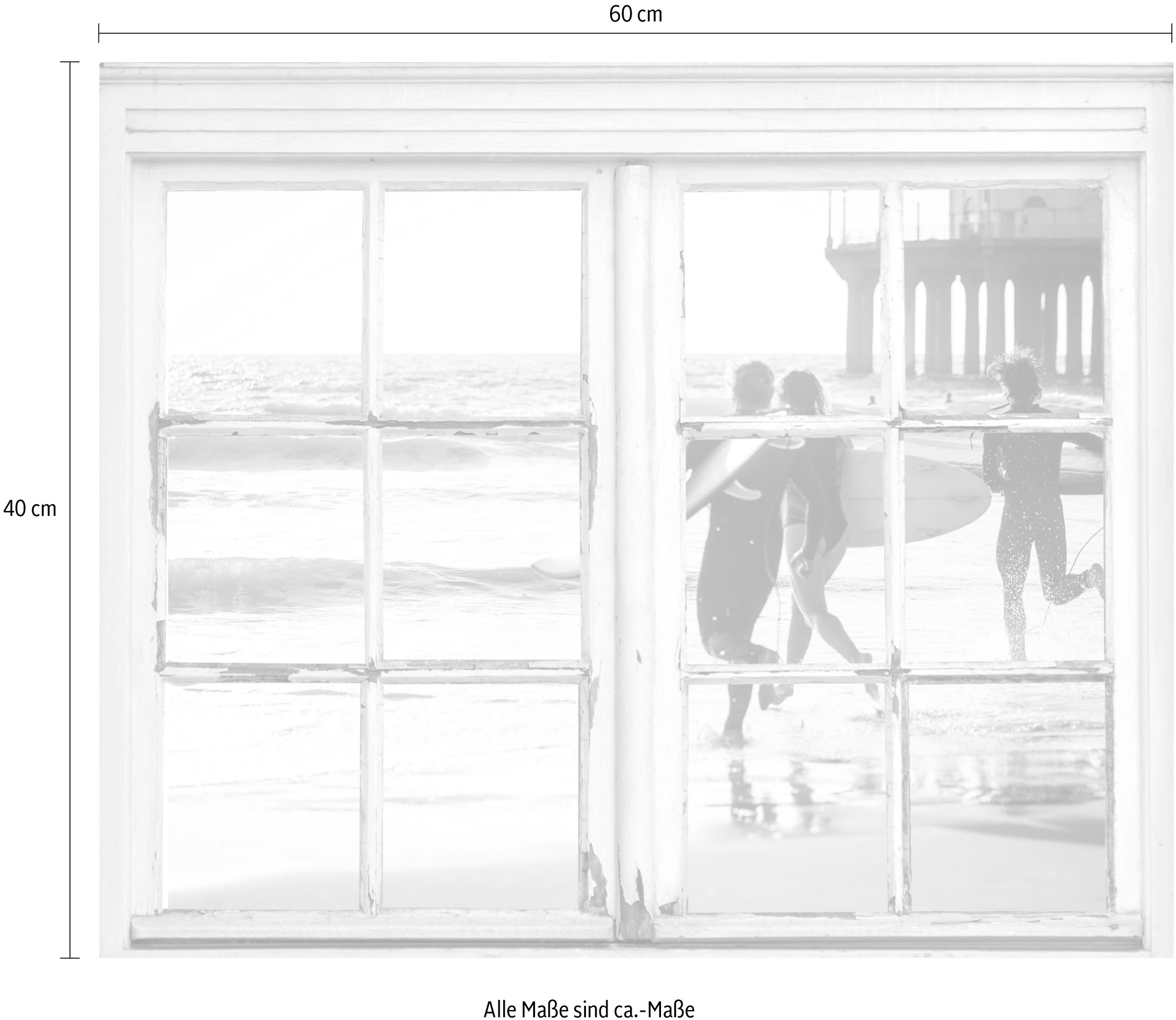 queence Autocollants muraux »Surfer am Strand« Wandsticker, Wandbild, selbstklebend, Strand, Surfer, Wellen