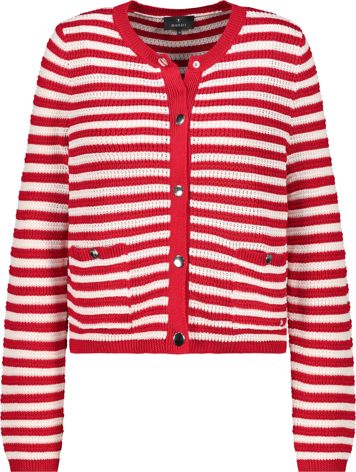 Monari Strickjacke Rundhalsausschnitt, Regular Fit, Druckknopfverschluss