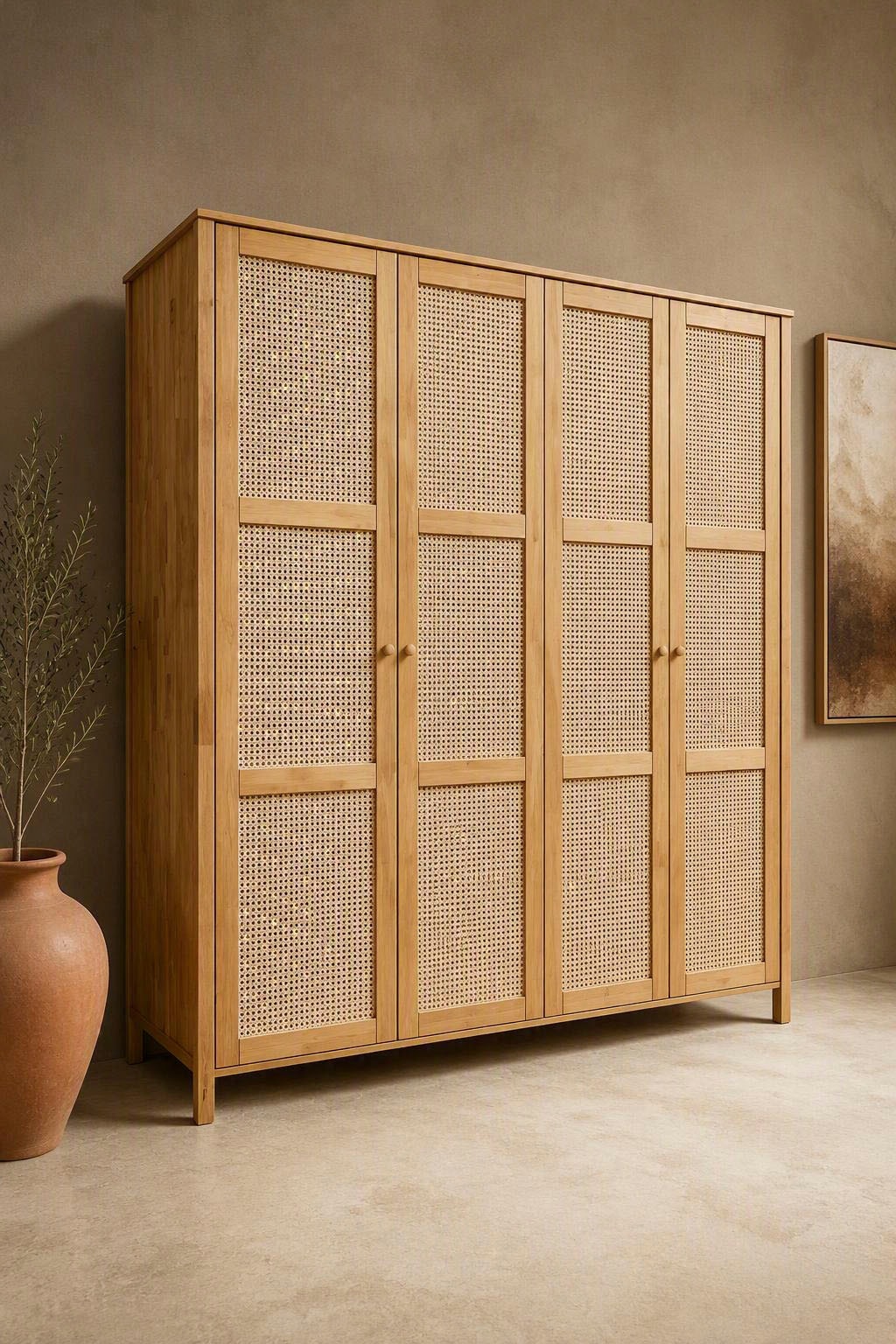 GOODproduct Armoires à vêtements »Hällevik Eiche - aus FSC® Massivholz, Wiener Geflecht« Chêne massif certifié FSC® huilé, façades avec cannage viennois