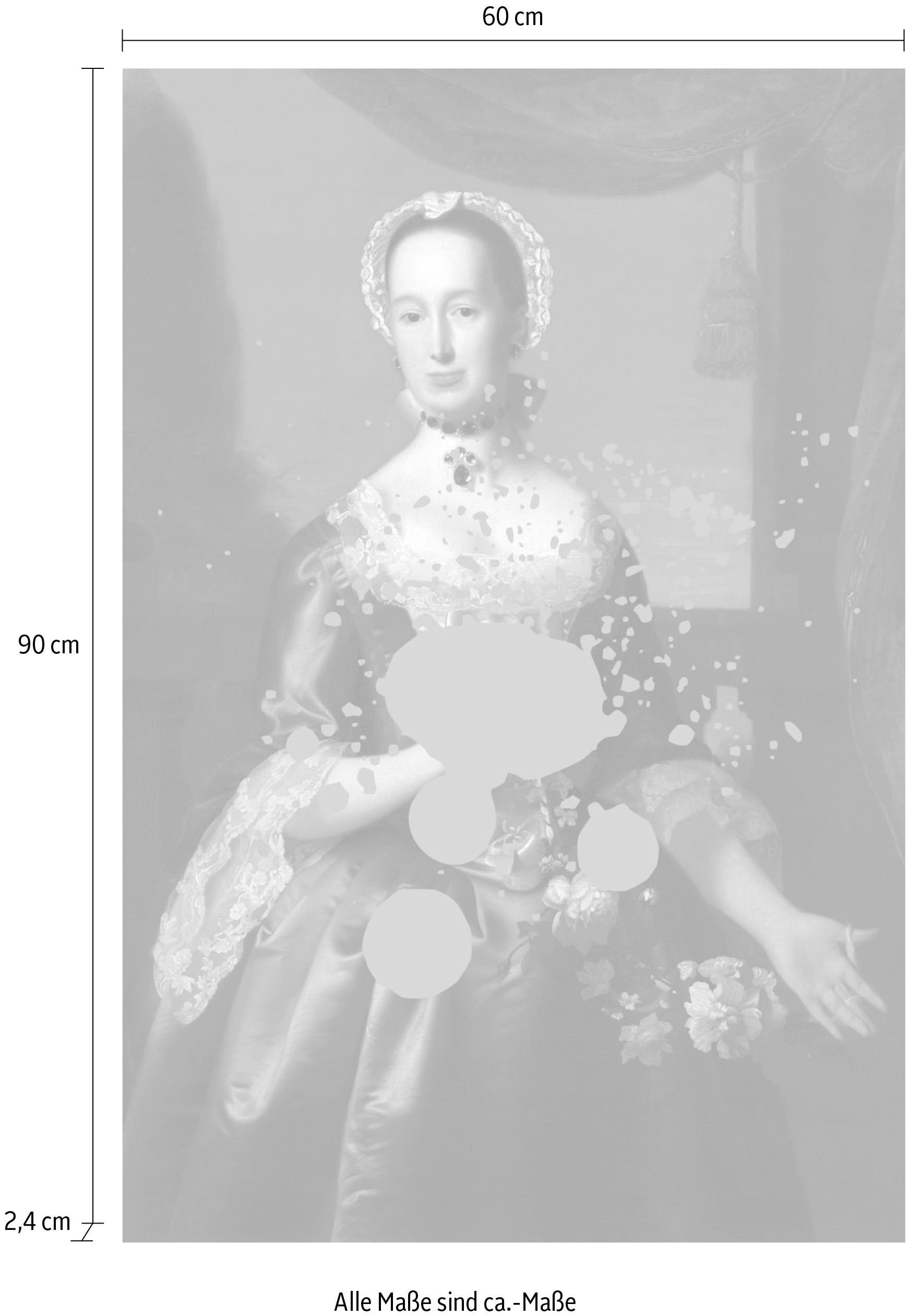 queence Tableau en verre acrylique »Frau mit Farbklecks« Fine Art-Print in Galeriequalität