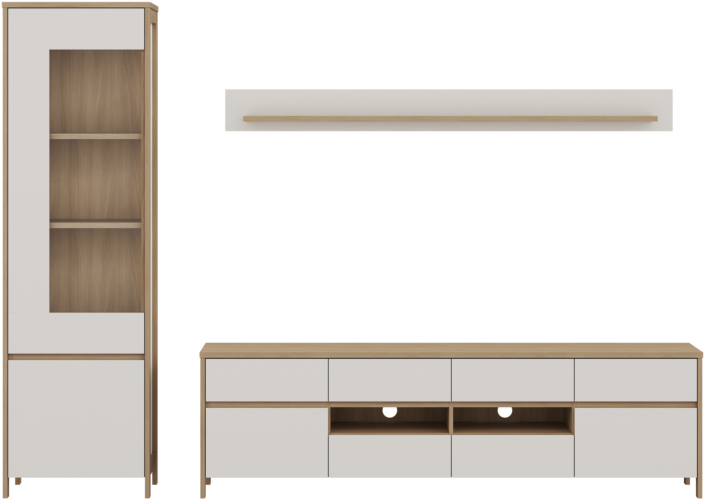 Home affaire Wohnwand »Stranda, moderne Anbauwand, Komplettset im Scandi-Style« 3 Stk. tlg.