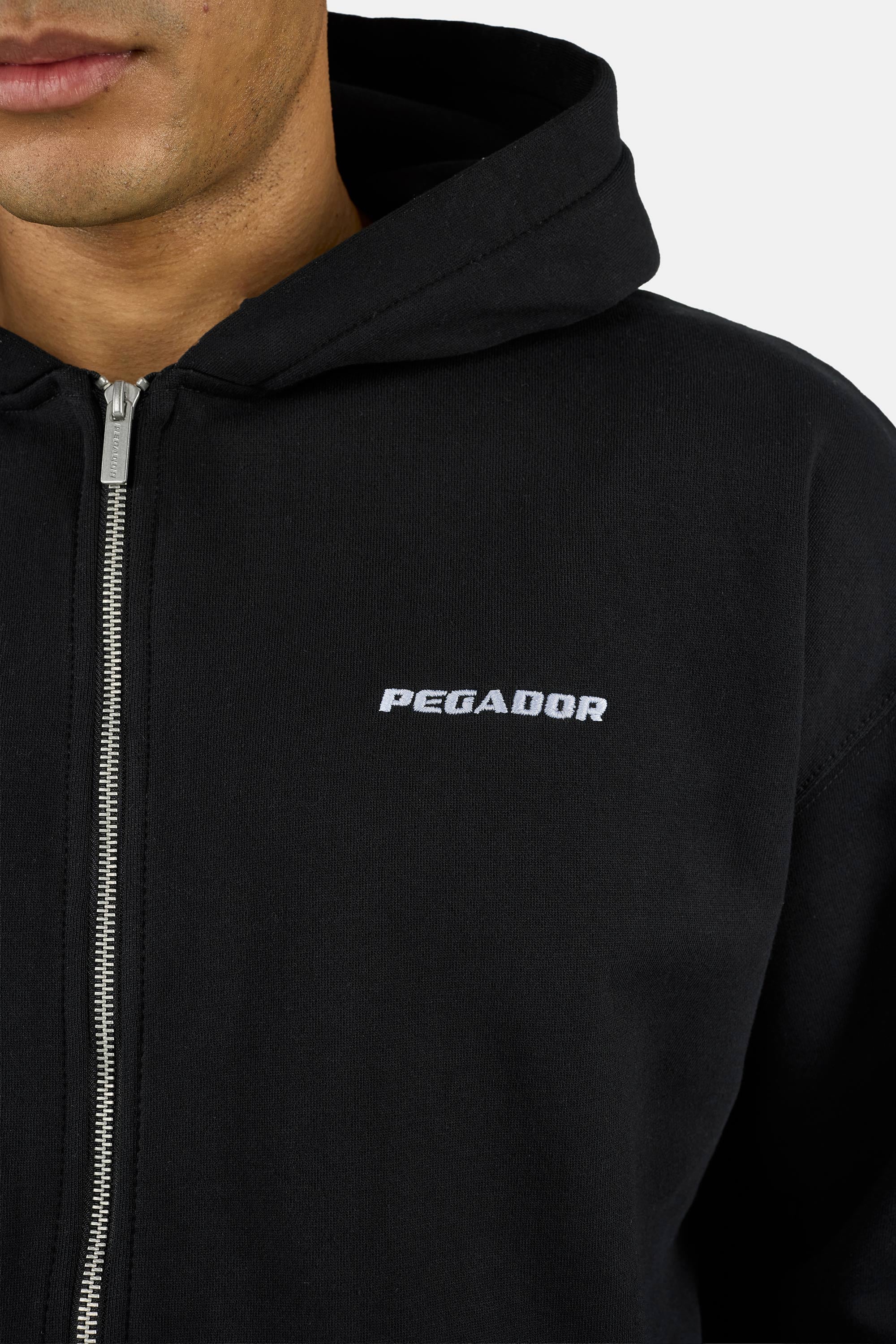 PEGADOR Sweat à capuche »Logo Oversized Sweat Jacket« mélange de coton, oversize