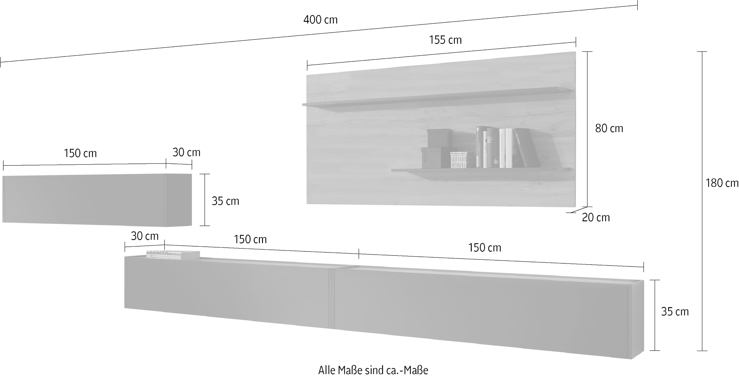Home affaire Meuble mural »City/Giron, moderne Anbauwand, Komplettset in vielen Farben verfügbar« Set, 4 cuis tlg.