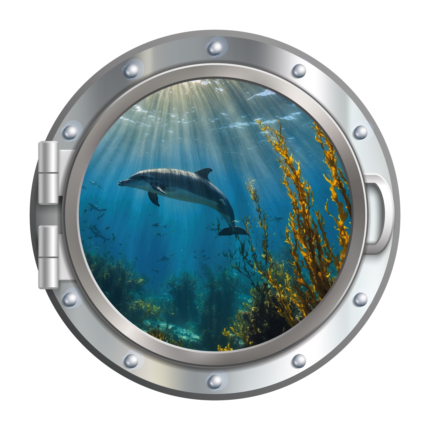 queence Autocollants muraux »3D Bullauge Illusion Unterwasserwelt Delfine 40x40 cm« trou mural autocollant sous-marin