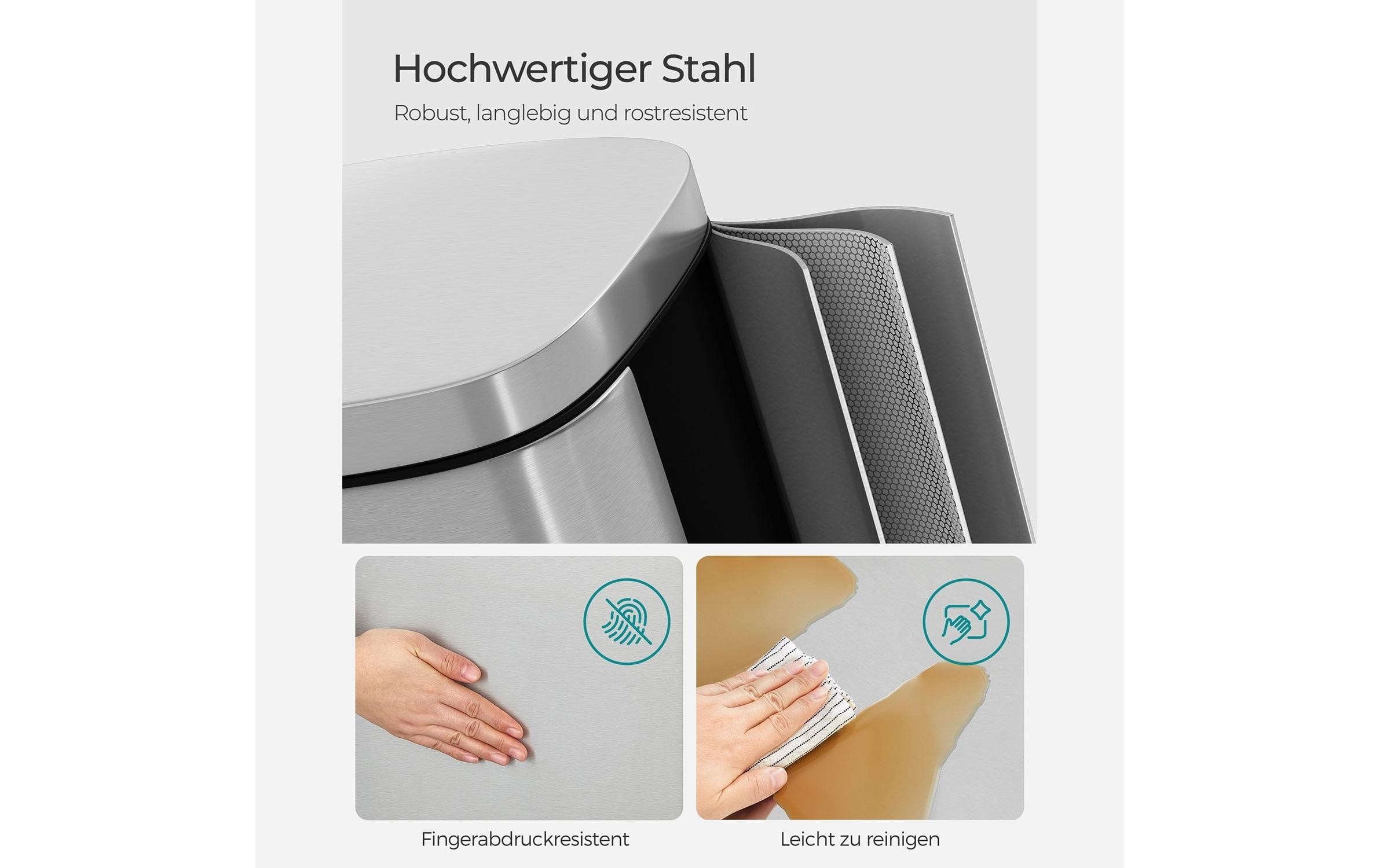 SONGMICS Mülleimer »mit Inneneimer 30 l« Treteimer mit Softclose Funktion