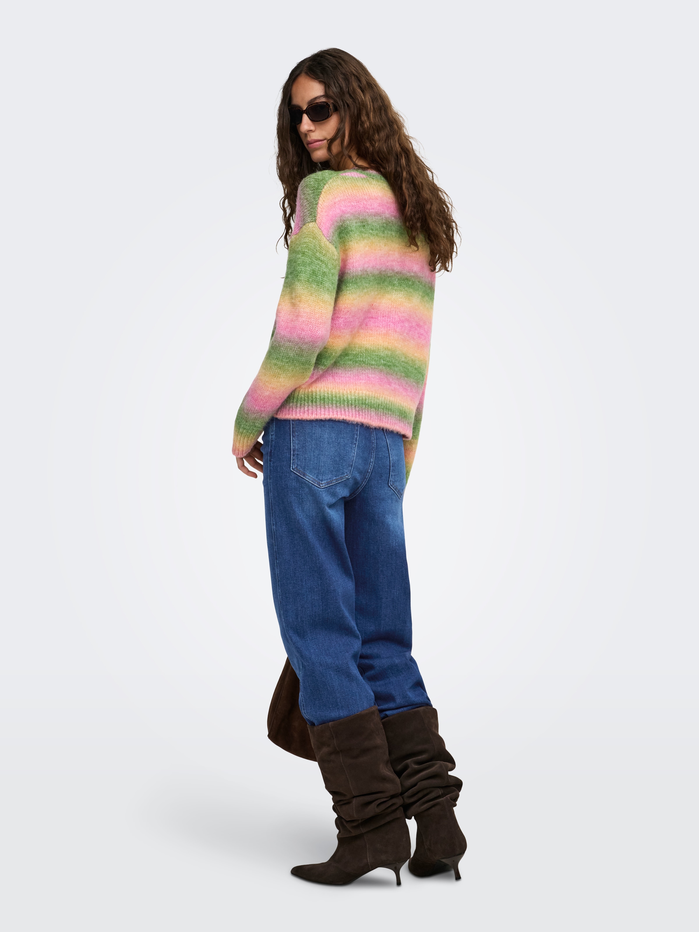ONLY Pull en tricot »ONLDUBLIN LS SPACE DYE O-NECK KNT« Materialmix, regular fit, Strickmuster