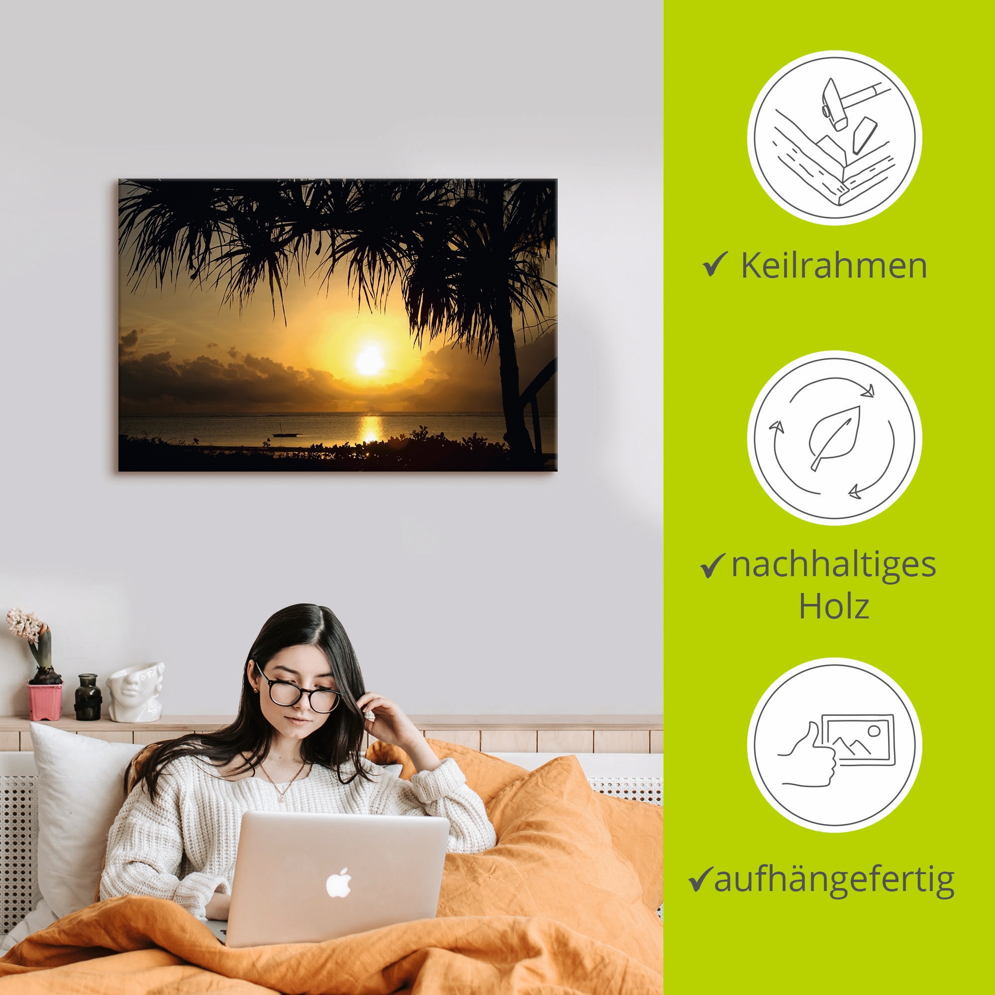 Artland Tableau sur toile »Sonnenaufgang« 1 cuis tlg. auf Holzrahmen gespannt