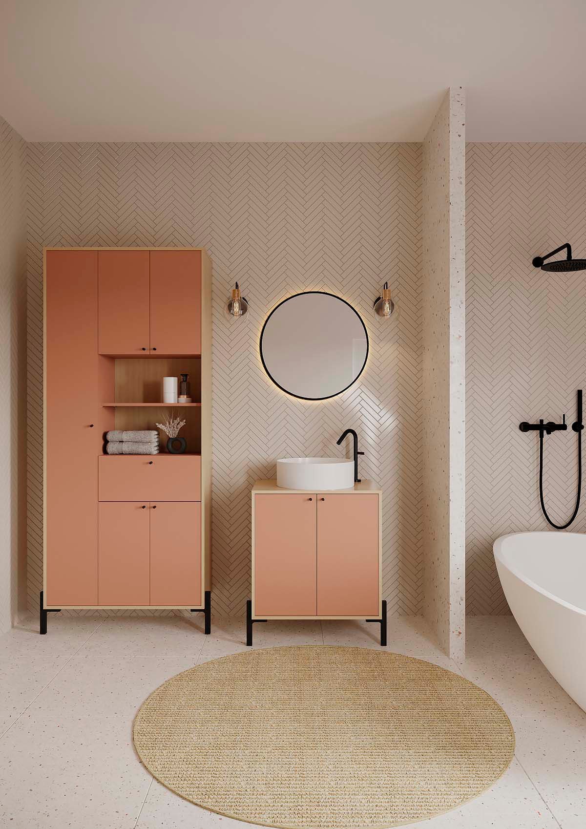 Demeyere GROUP Armoire à linge »ELISA Schranksäule 5 Türen/1 Schublade« Beaucoup d'espace de rangement pour les objets quotidiens dans la salle de bain