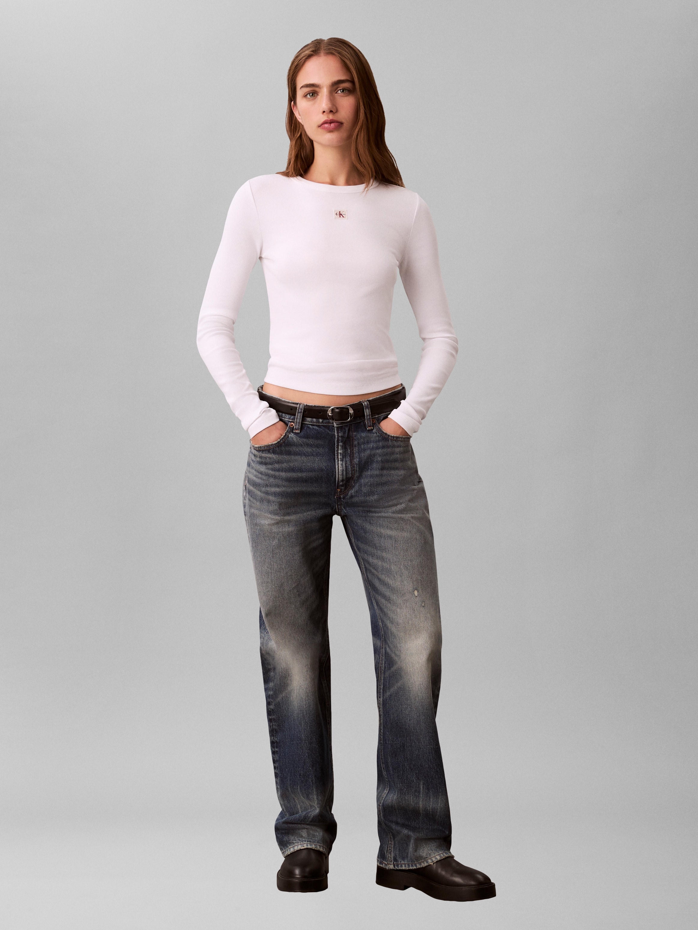 Calvin Klein Jeans Haut de chemise Figurbetonte Passform mit Rundhalsausschnitt