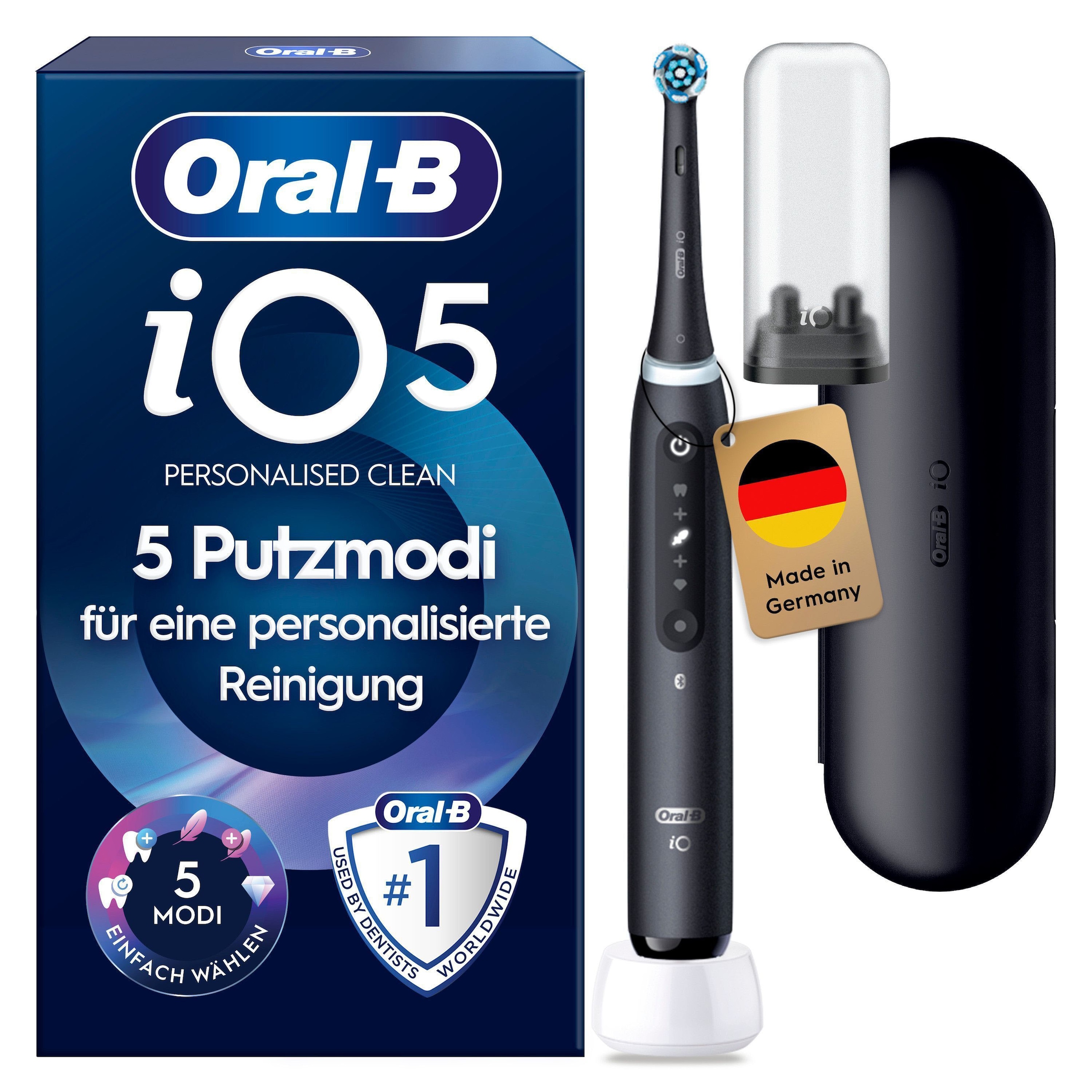 Oral-B Elektrische Zahnbürste »Oral-B iO Series 5« 1 Stk. Aufsteckbürsten Langanhaltender Akku | Reise-Etui | Aufsteckbürstenhalter