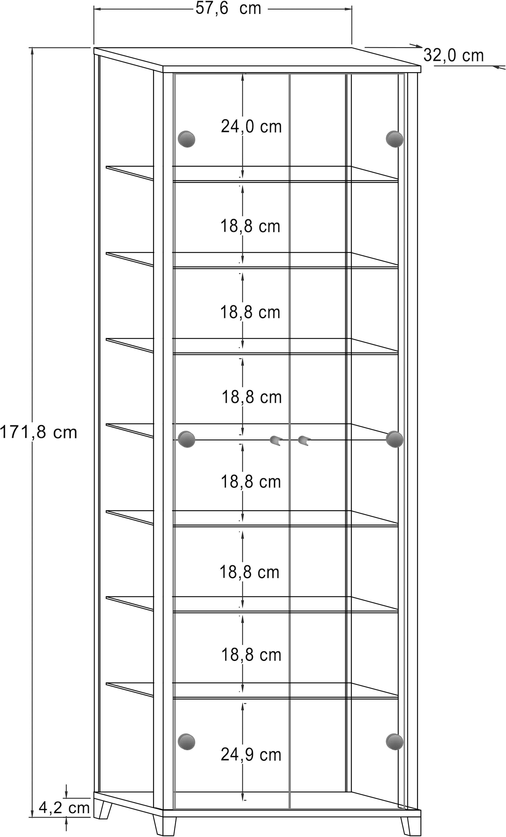 fif möbel Vitrines »Optima« Standvitrine, 2 Glastüren, 7 Böden, vielseitig, perfekt für Sammler