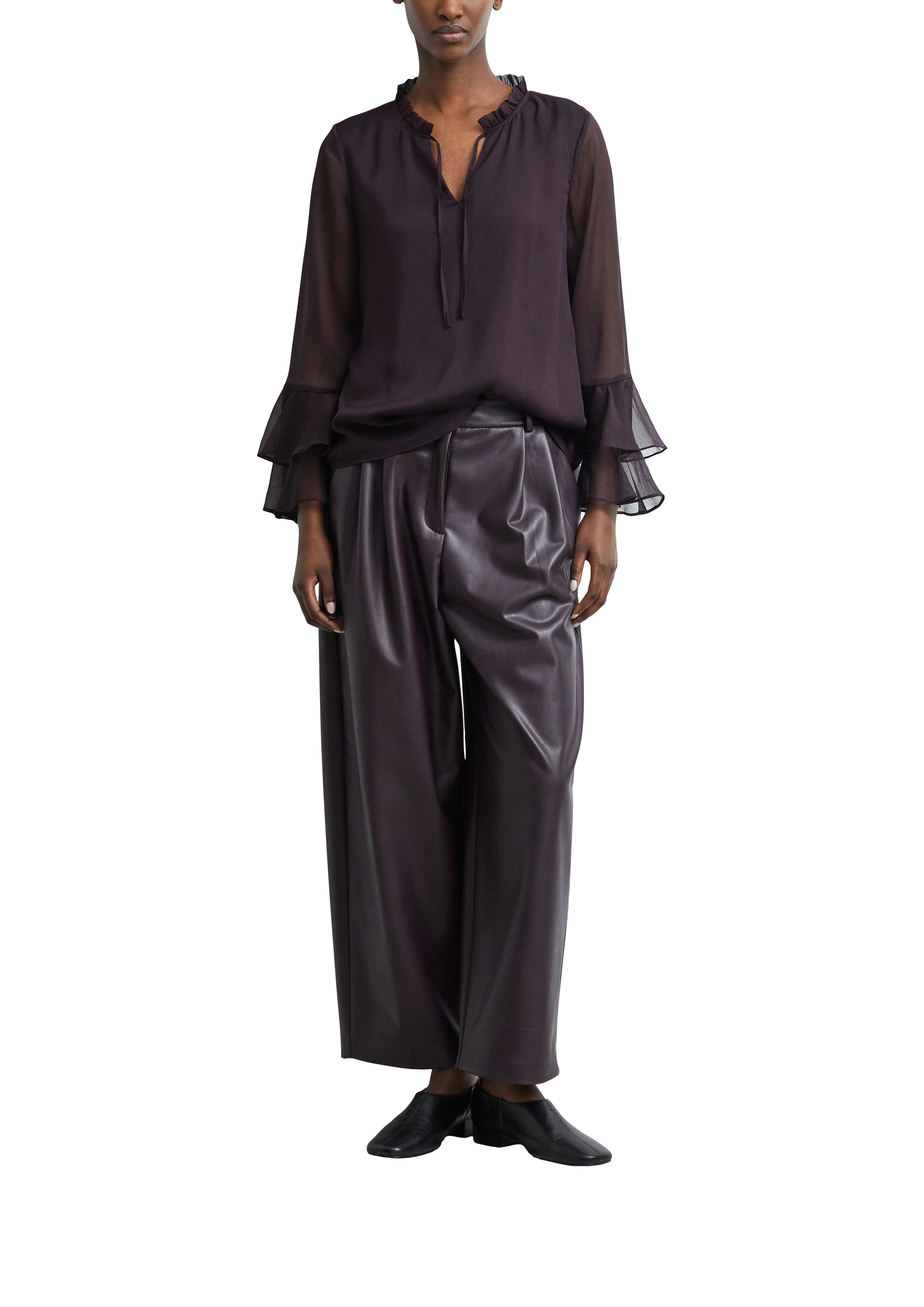 Comma Blouse en mousseline mit Volant-Ärmeln im Layer-Look