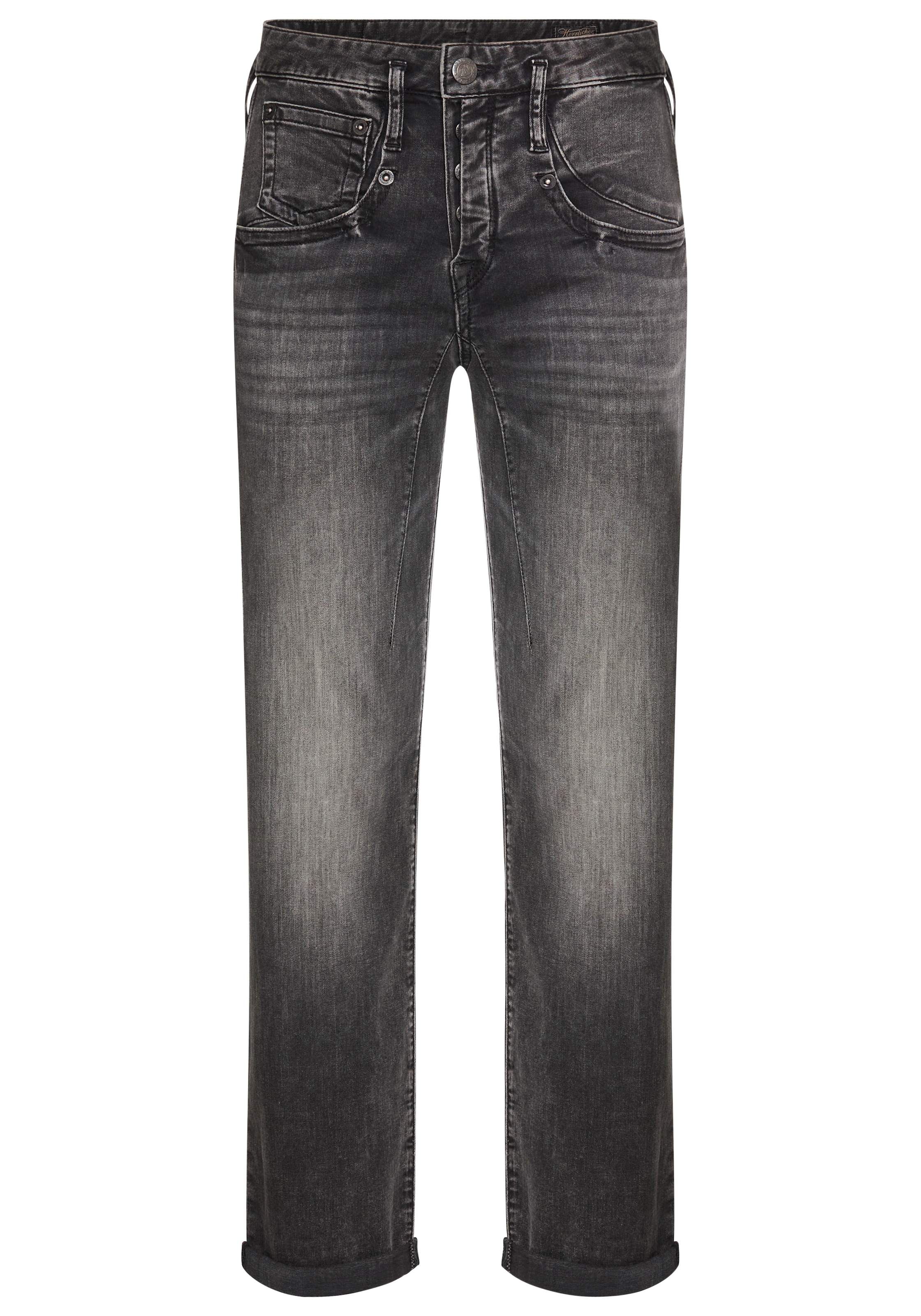 Herrlicher Jeans boyfriend »Shyra Tap Denim Black Light« mit halb verdeckter Knopfleiste