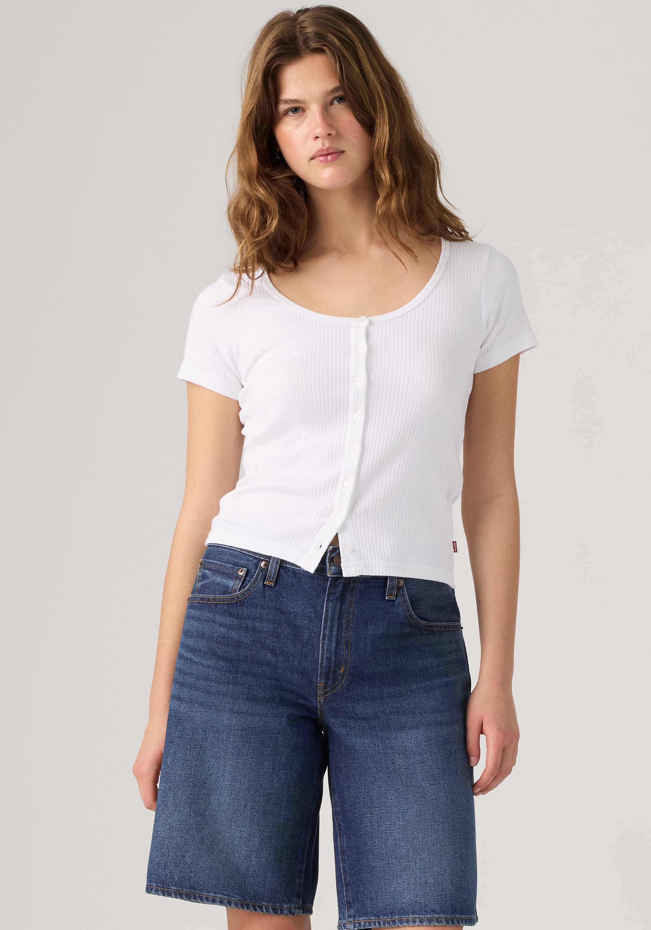 Levi's® T-Shirt »AUSTEN BUTTON THROUGH SS« Feinripp