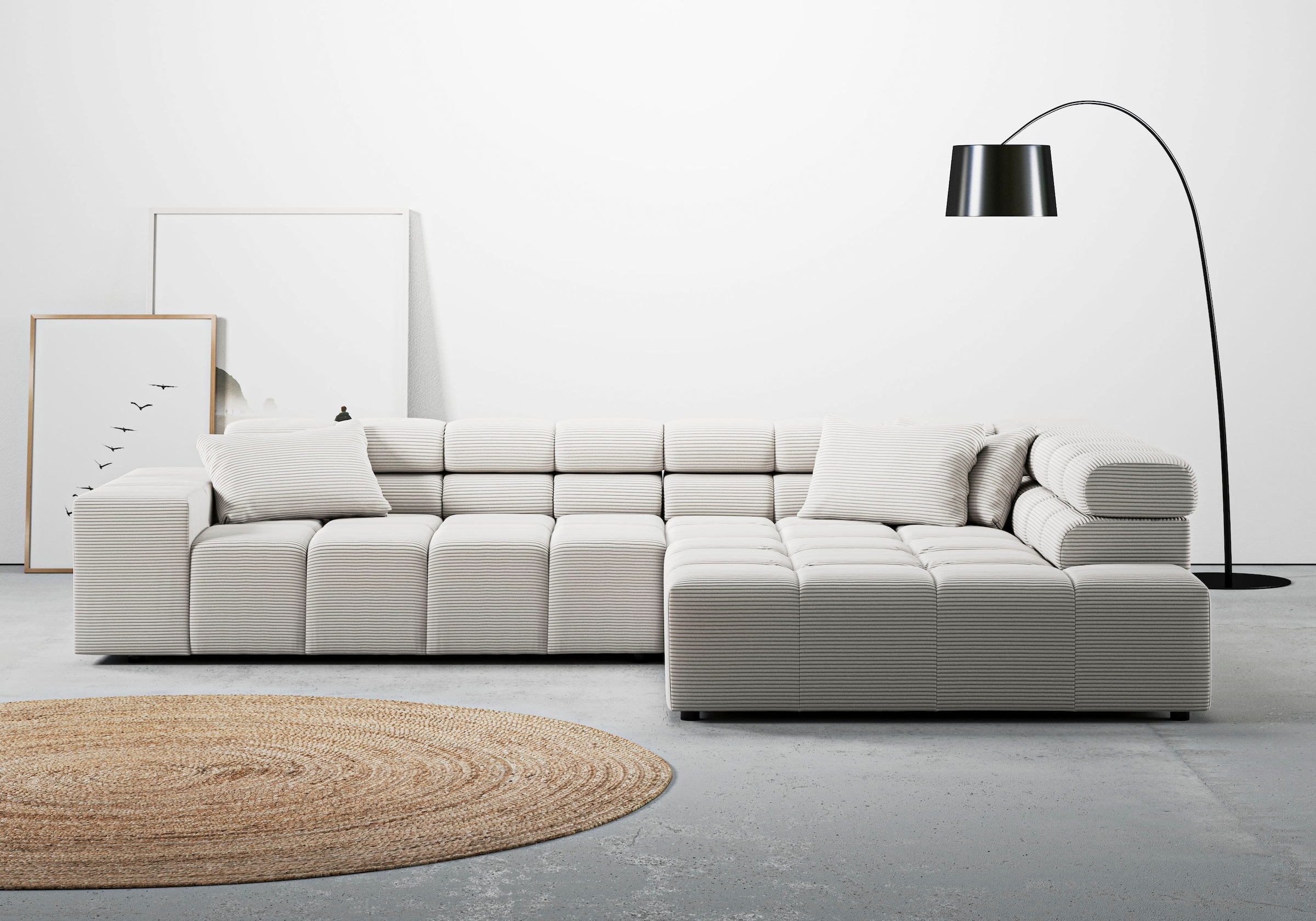Home affaire Ecksofa »Ancona, Ecksofa,  incl. Kopfteilverstellung, Breite 319 cm, L-Form« wahlweise motorische Sitztiefenverstellung, auch in Cord + Easy Care