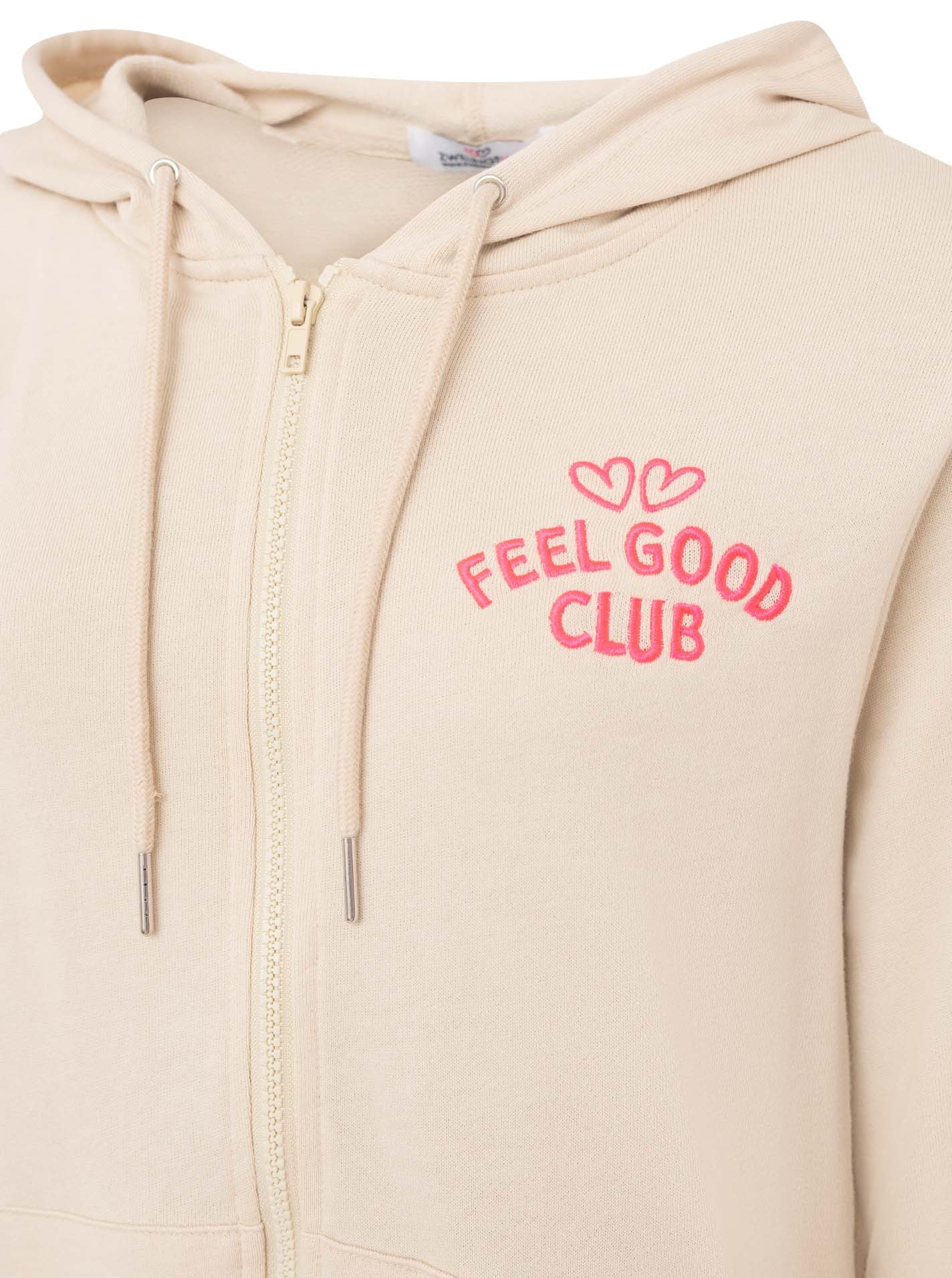 Zwillingsherz Kapuzensweatjacke »"Feel Good Club"« Kapuze, zum Binden, Taschen, kleine Stickerei vorne
