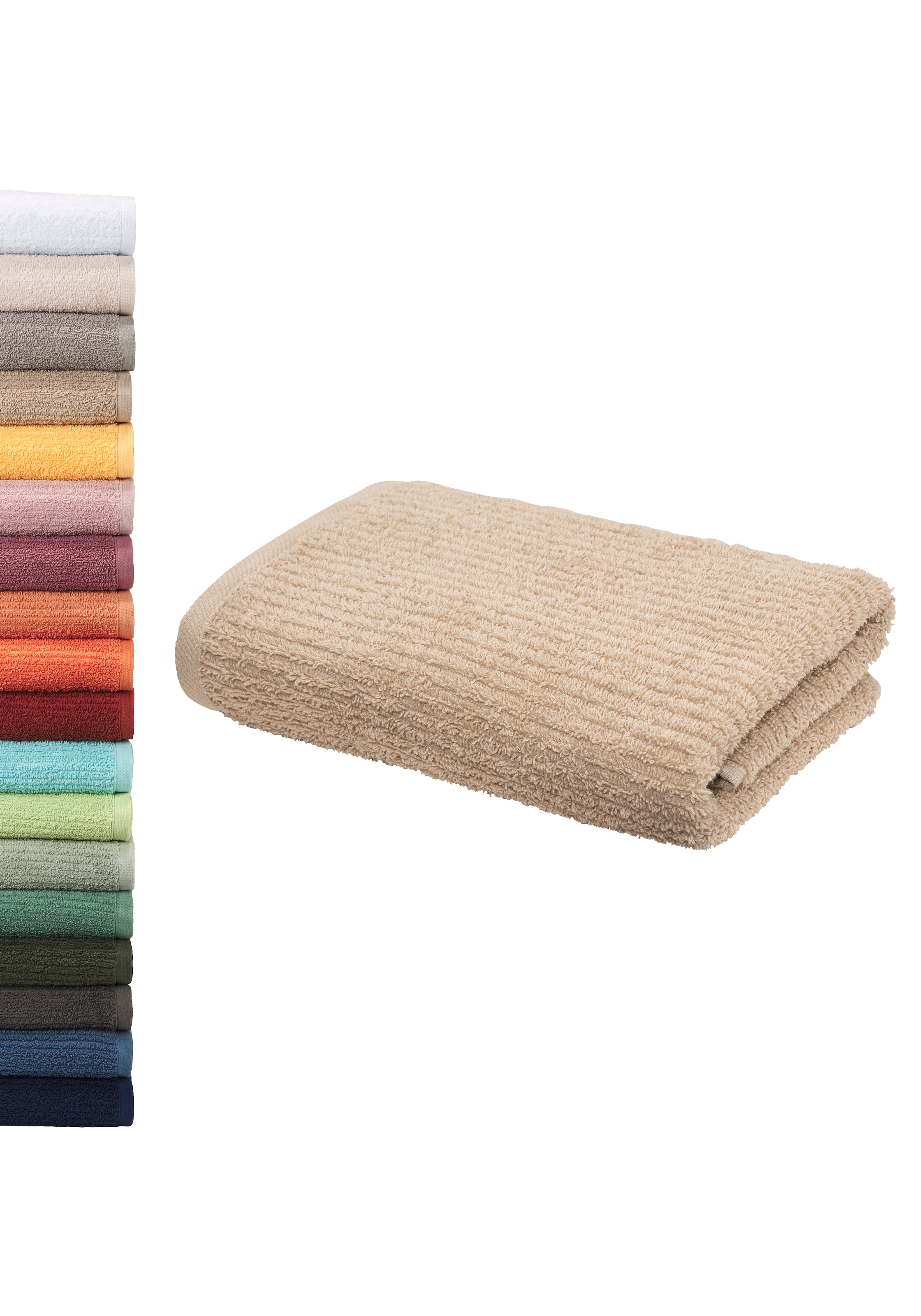 GOODproduct Serviette de bain »Riva, 50x100, Premium Handtücher, 500 gr/m²« structure en relief, rayures, doux, garantie 5 ans