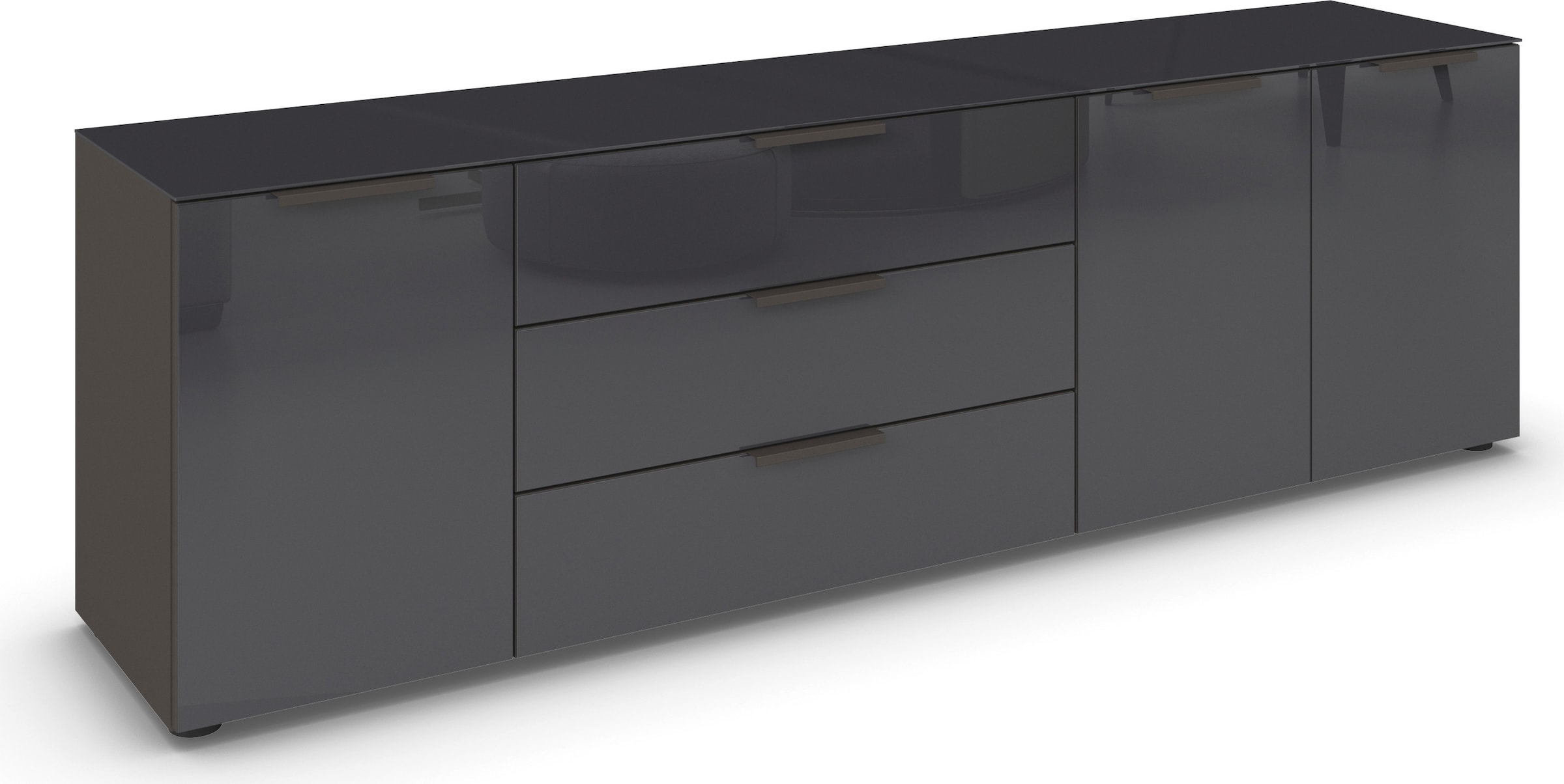 rauch Kombikommode »Kommode Türkommode Sideboard Kombikommode FLIPP mit Glasfront« Breite 200 cm mit 2 Einlegeböden,  3-türig, 3 Schubladen, Soft-Close-Funktion, Oberboden und Front Glas