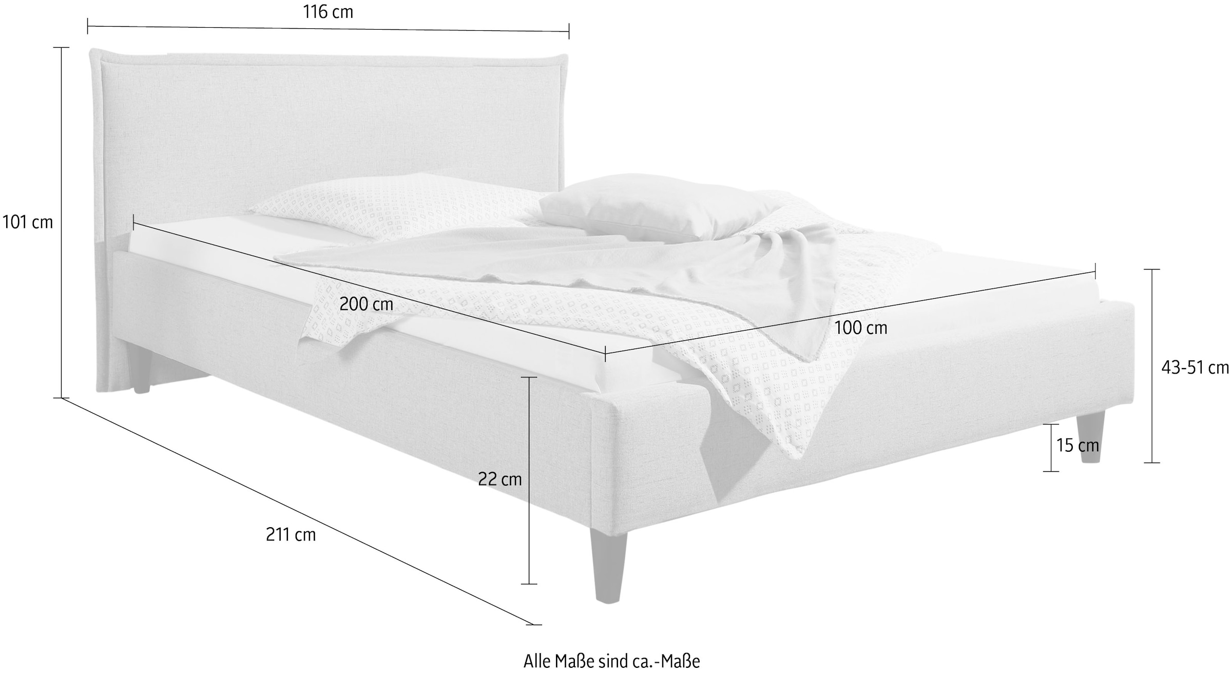 Maintal Polsterbett »Gustine« Bettseiten zerlegt, ohne Bettkasten