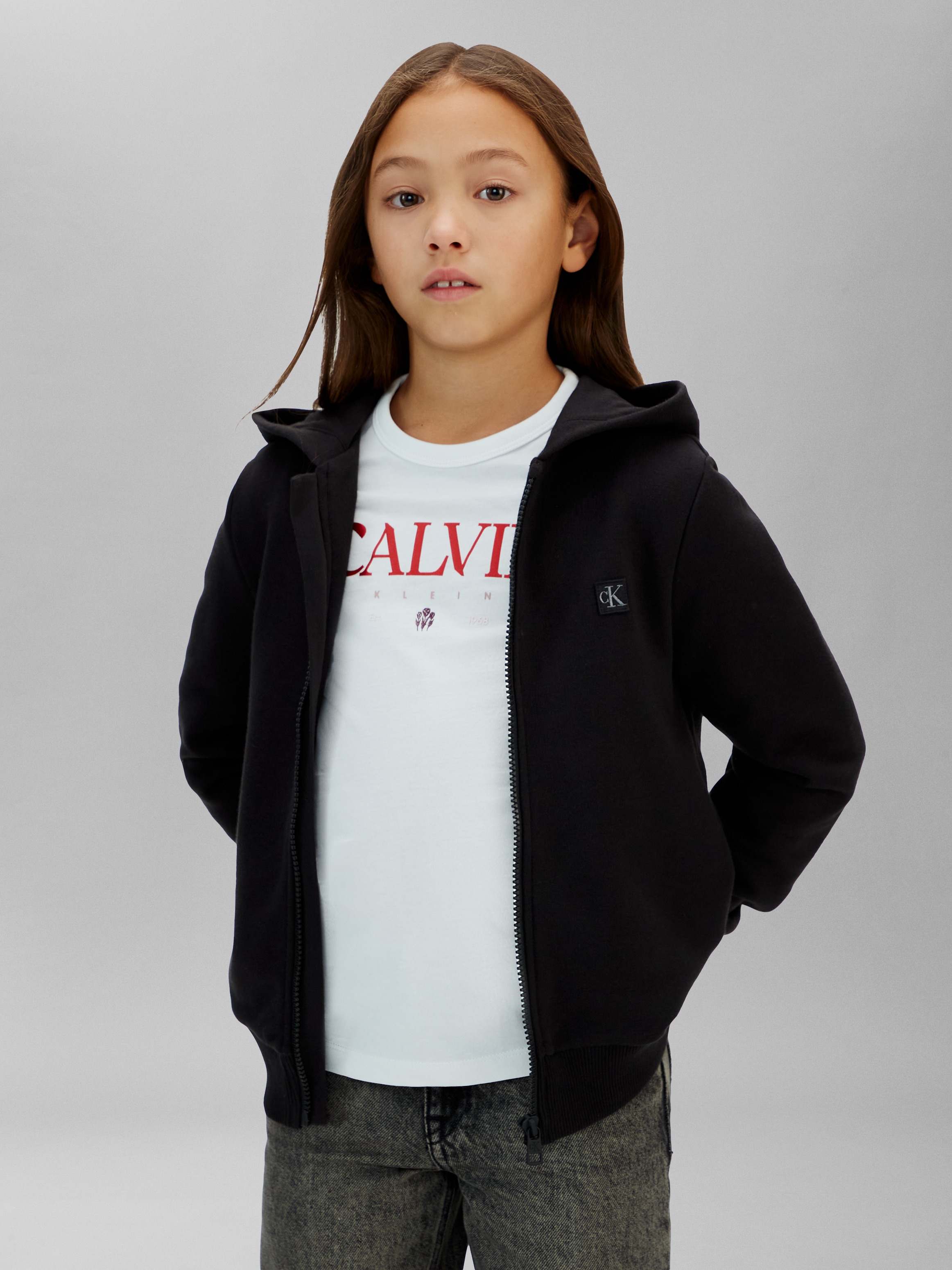 Calvin Klein Jeans Sweat à capuche »MINI BADGE ZIP-THROUGH« avec badge logo