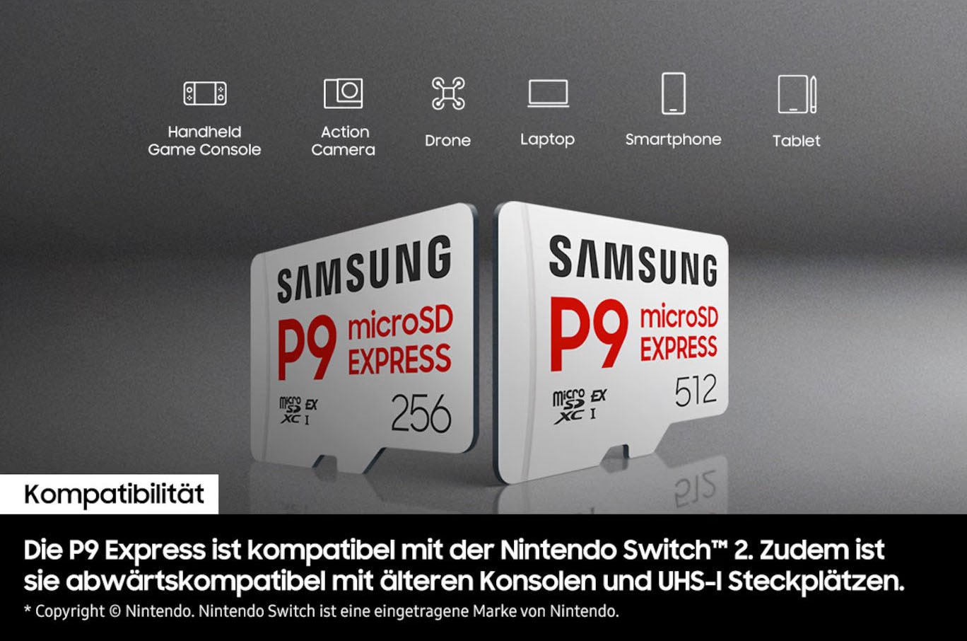 Samsung Carte mémoire »P9 microSD Express« (256 GB 800 MB/s Lesegeschwindigkeit)