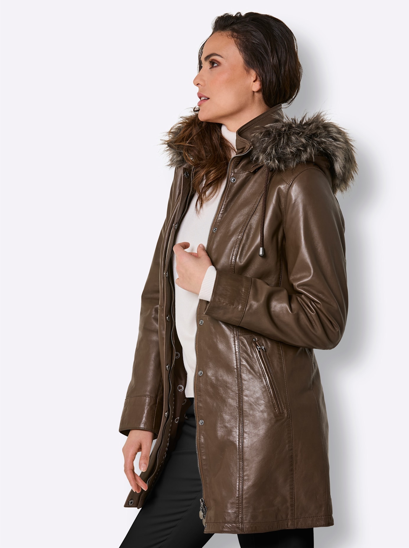 Mainpol Veste en cuir mit Kapuze
